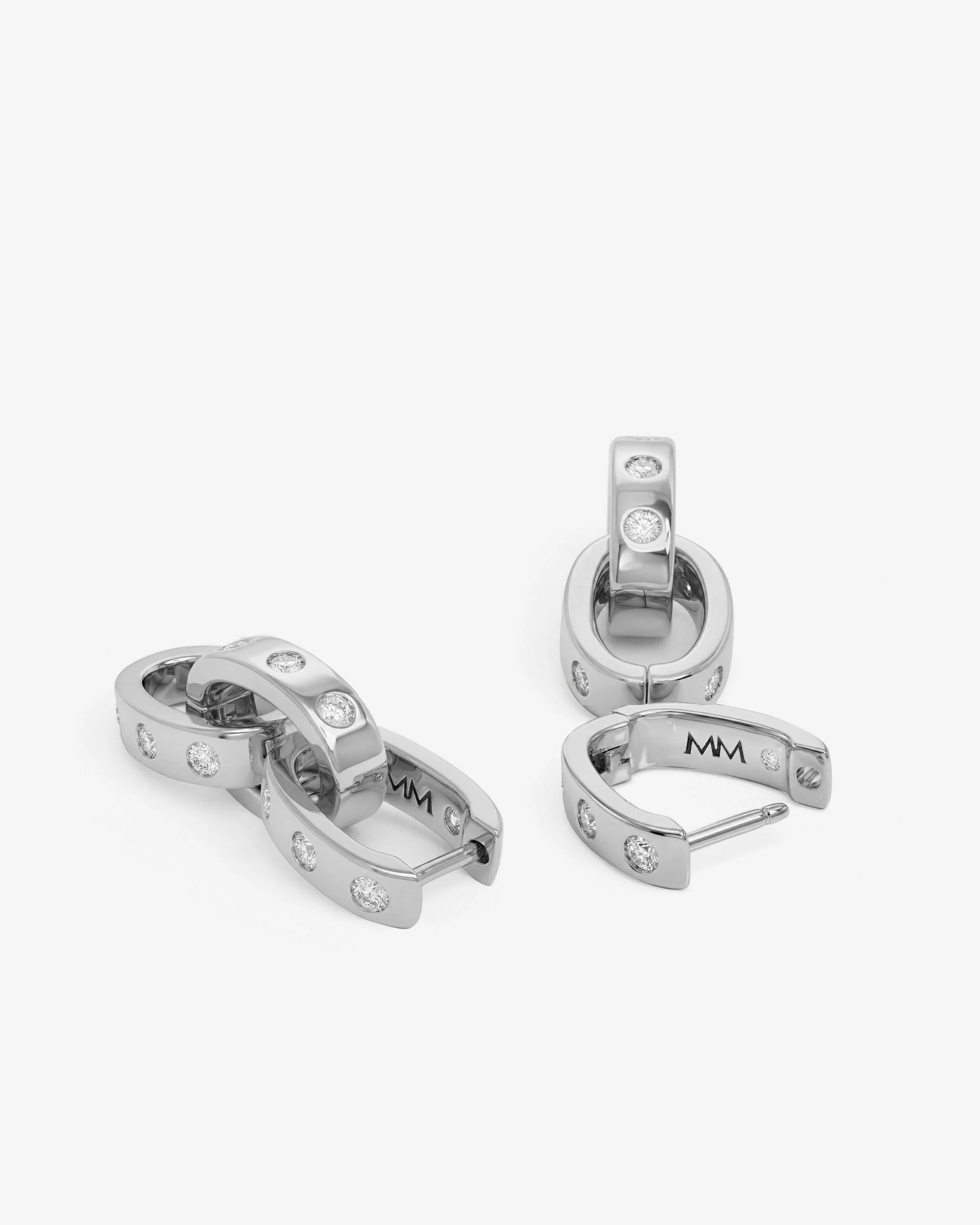 Ashley Chain Convertible Earring - Silver|White Diamondettes - Image 3