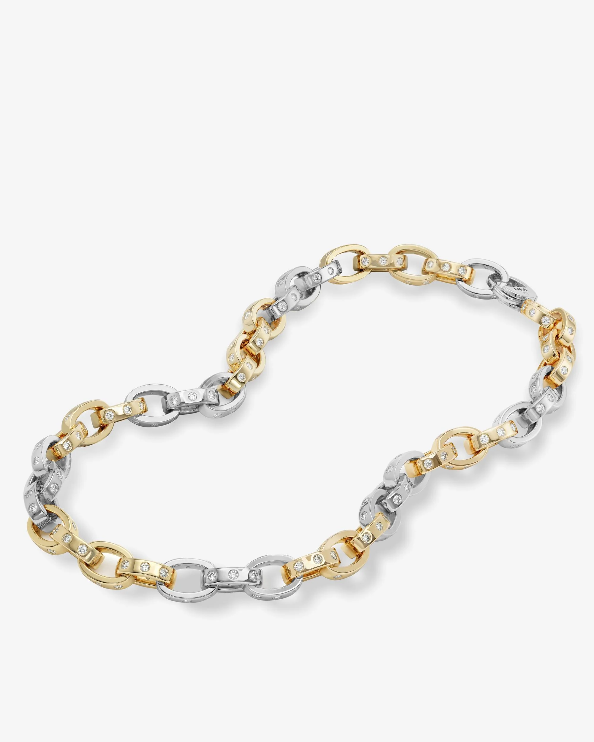 Ashley Chain Link Necklace 9mm - Mixed Metal|White Diamondettes - Image 4