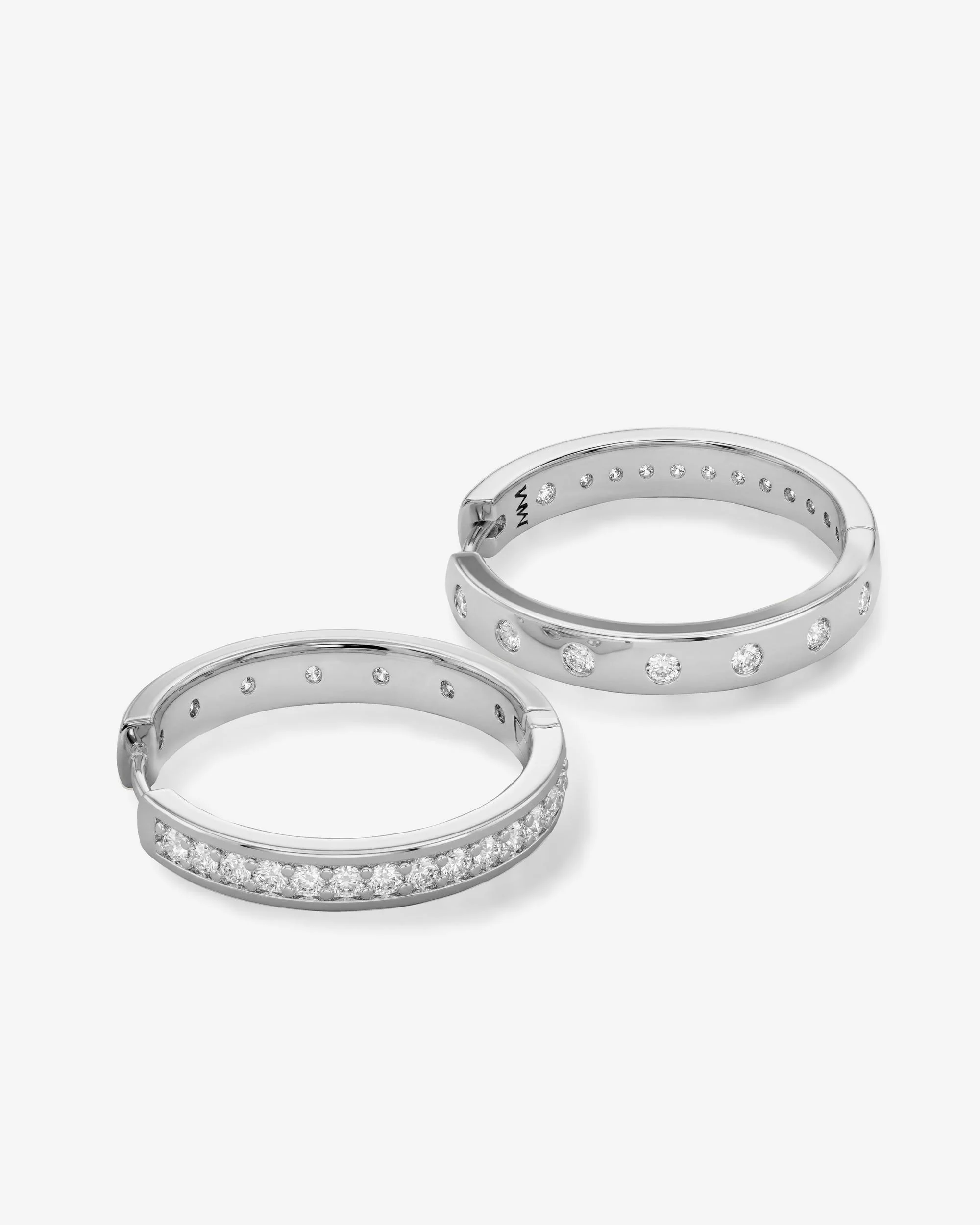 Ashley Infinity Reversible Hoops 1" - Silver|White Diamondettes - Image 3