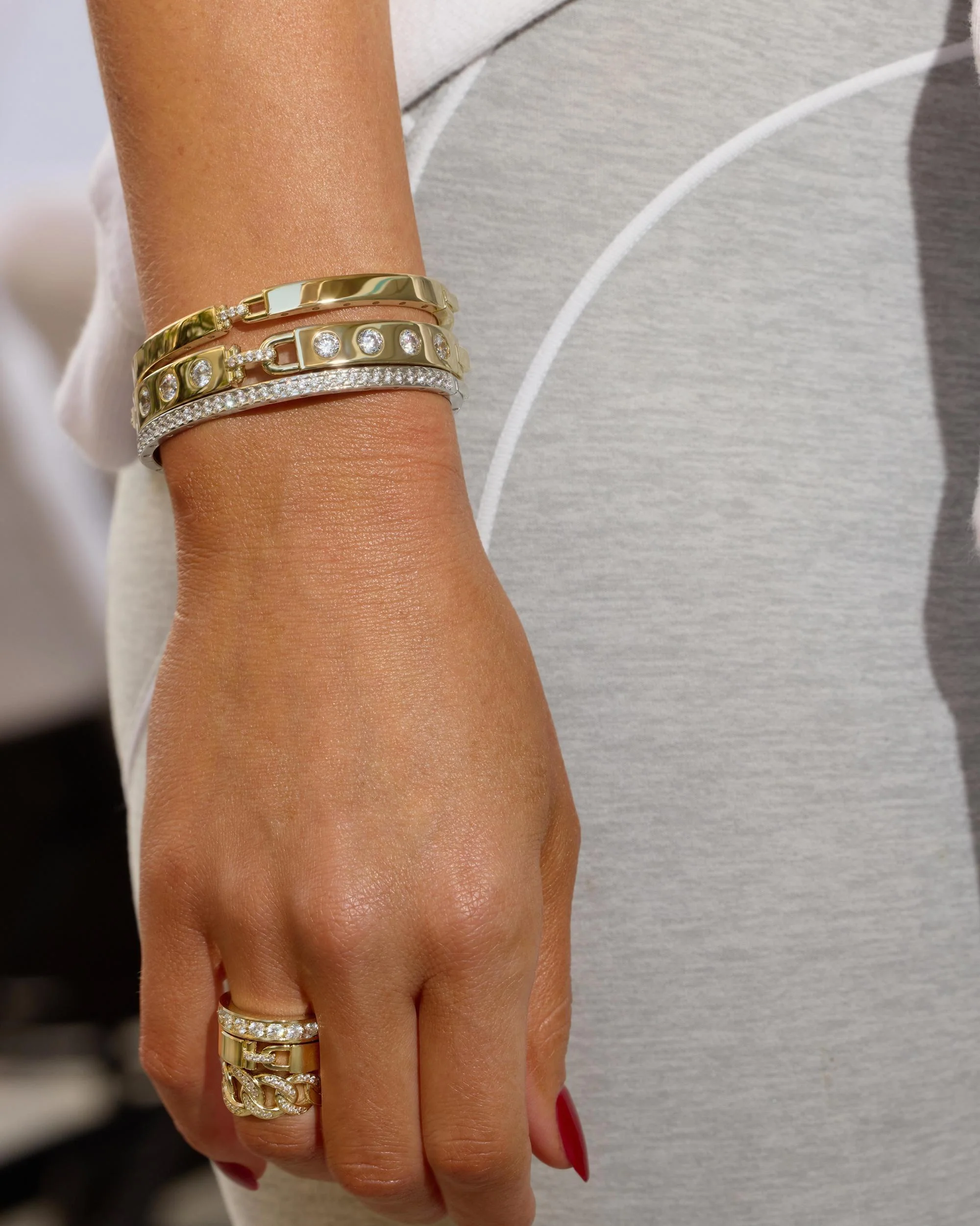 Ashley Pavé Cuff 4mm - Silver|White Diamondettes - Image 8
