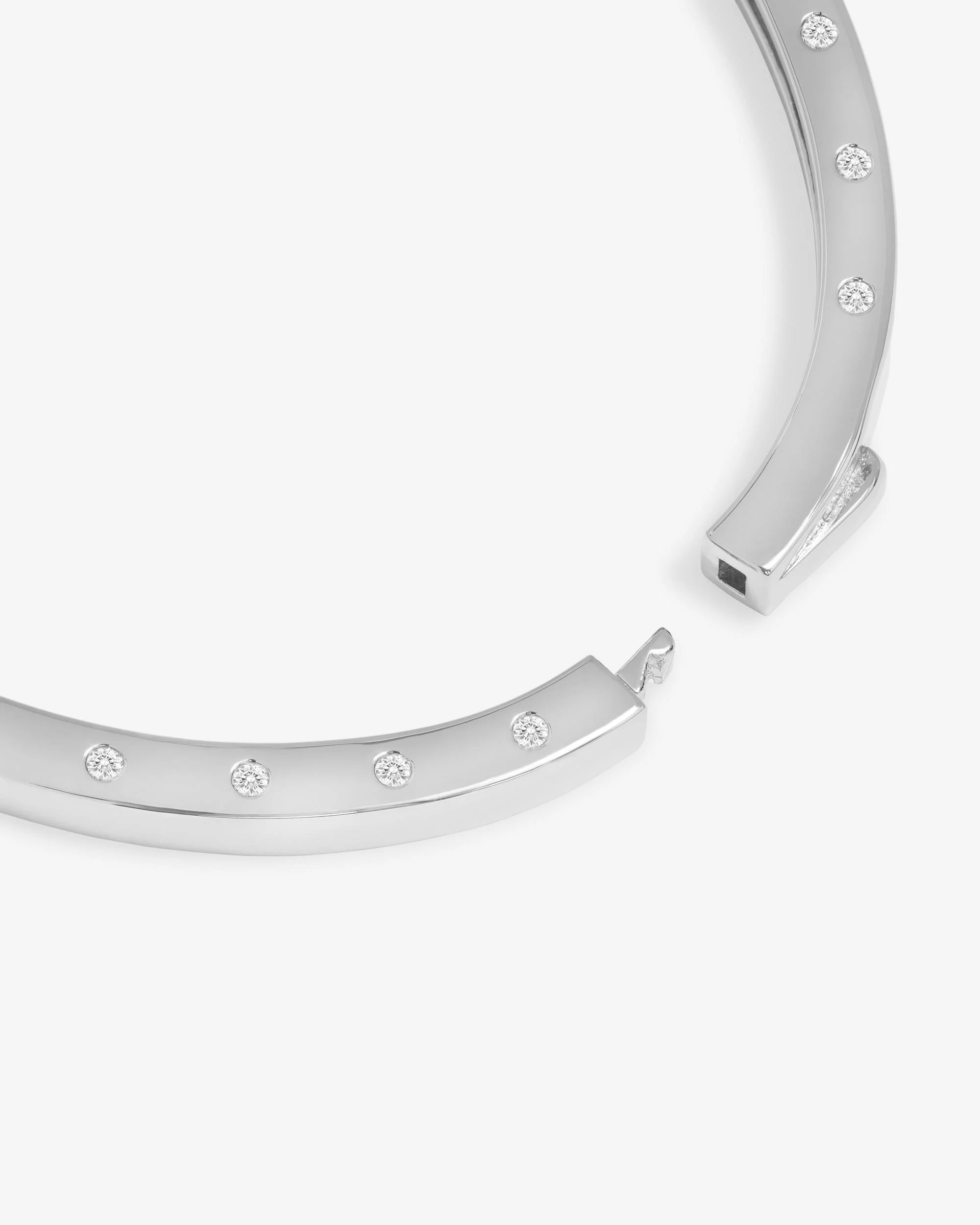 Ashley Lock Cuff 6mm - Silver|White Diamondettes - Image 5