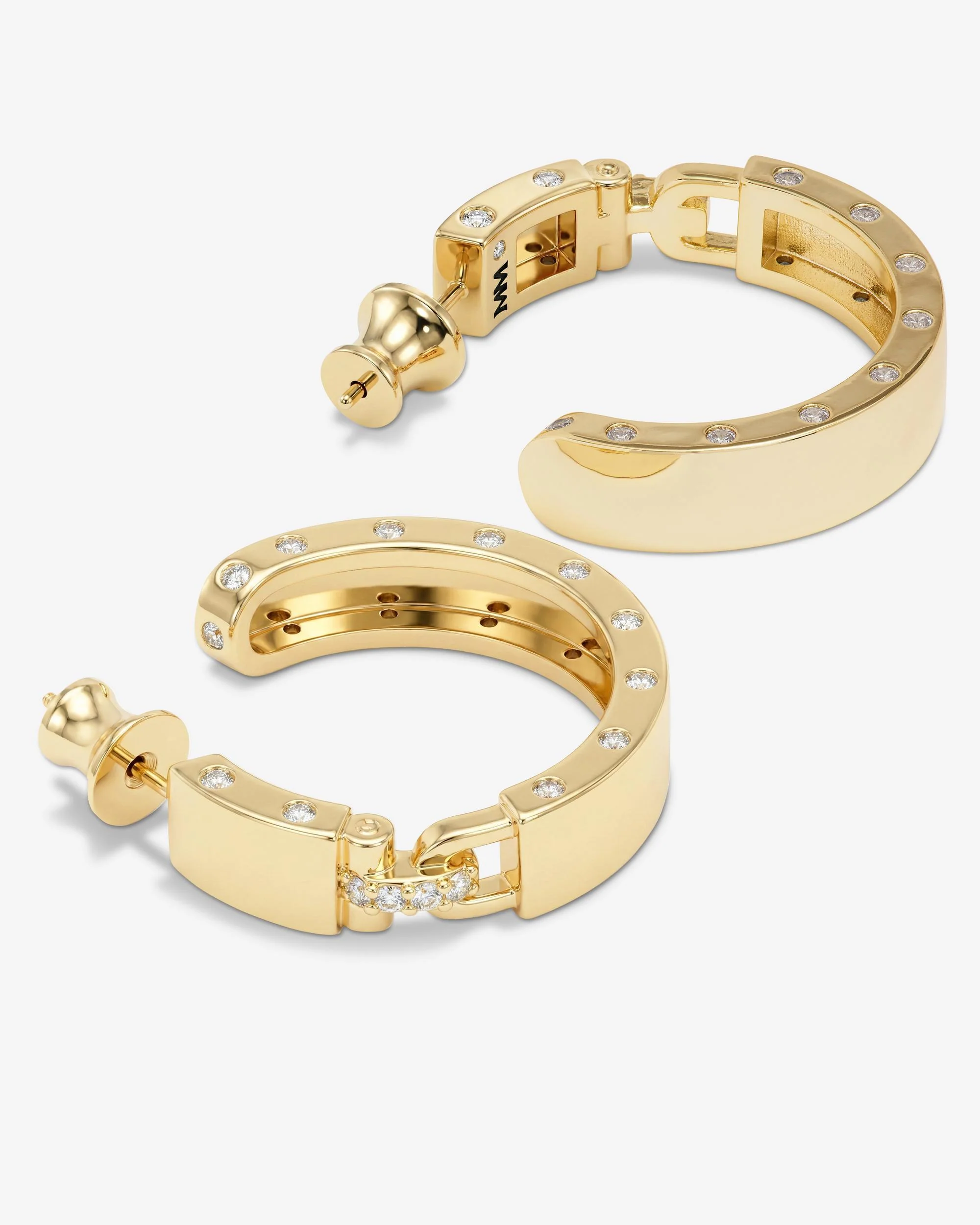 Ashley Lock Hoops 1" - Gold|White Diamondettes - Image 3