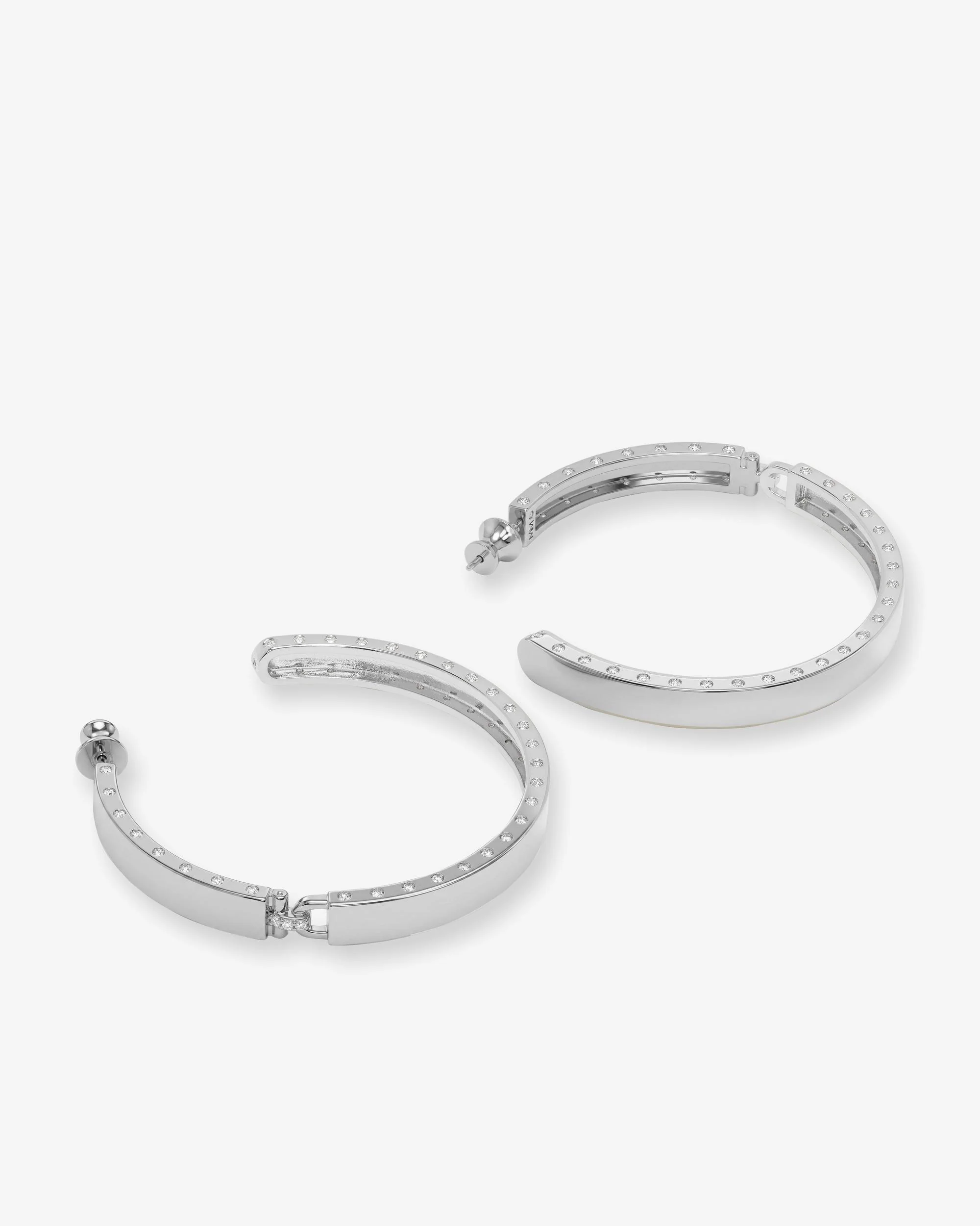 Ashley Lock Hoops 2" - Silver|White Diamondettes - Image 3