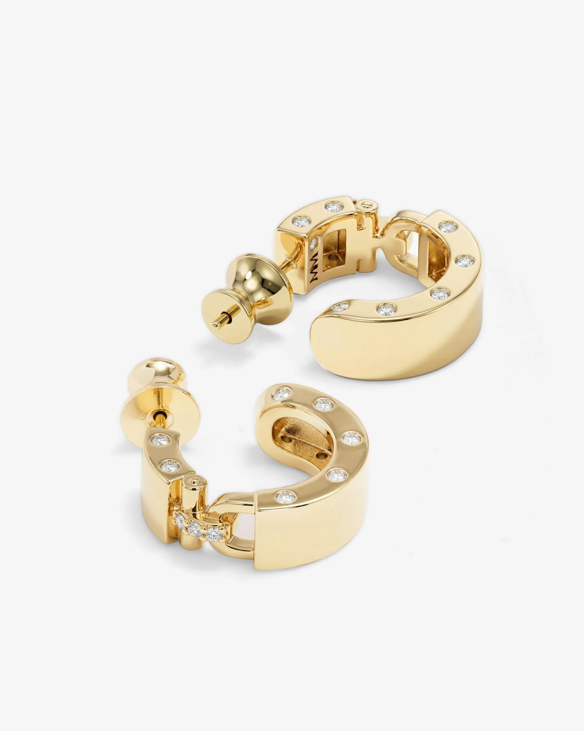 Ashley Lock Huggies - Gold|White Diamondettes - Image 3