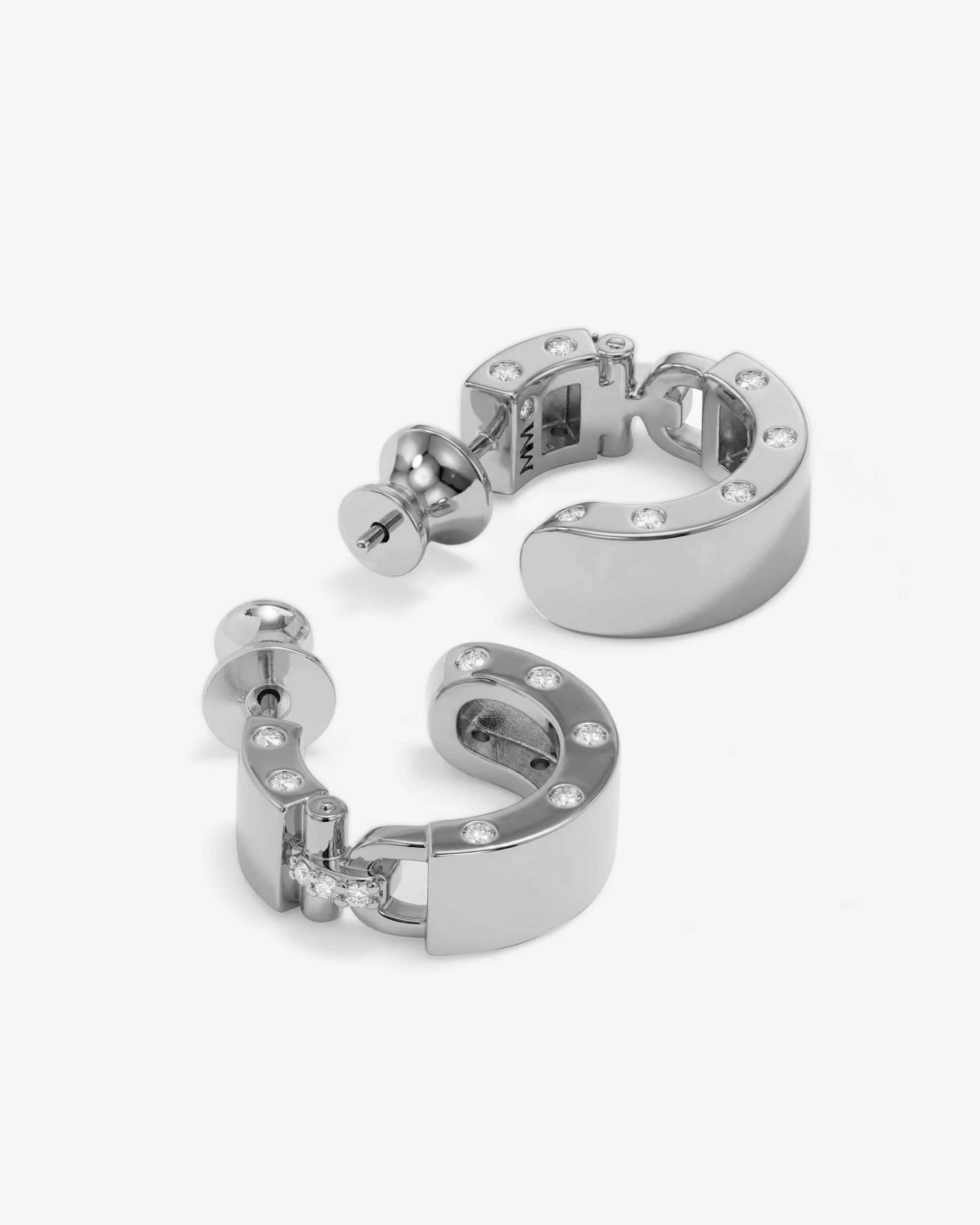 Ashley Lock Huggies - Silver|White Diamondettes - Image 3
