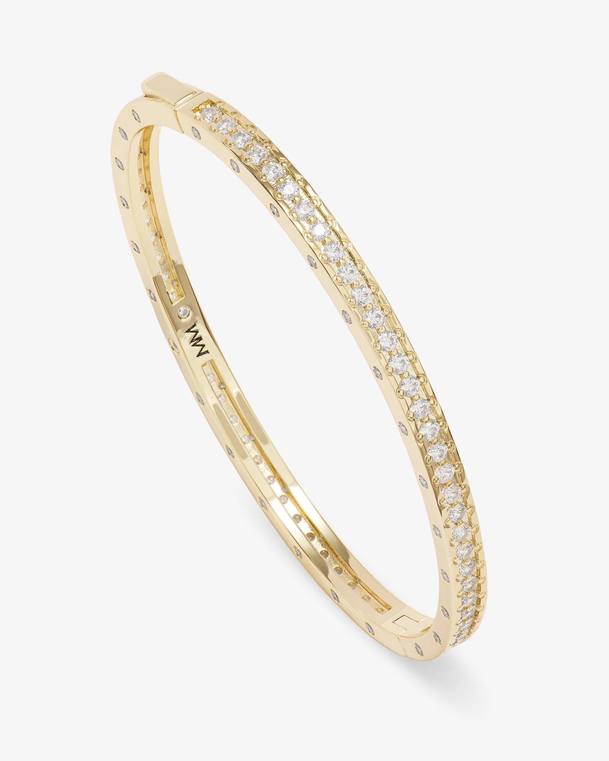 Ashley Pavé Cuff 4mm - Gold|White Diamondettes - Image 4