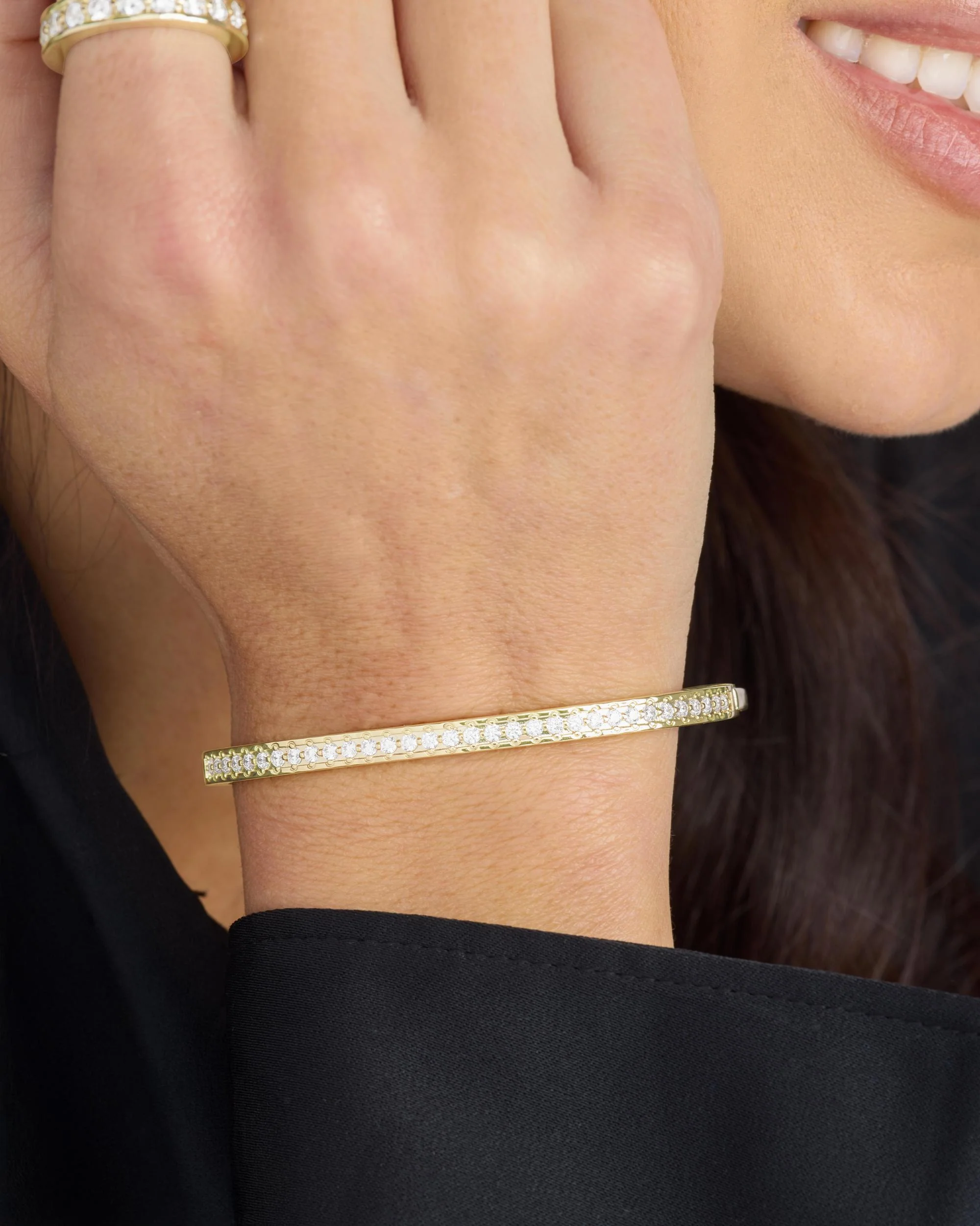 Ashley Pavé Cuff 4mm - Gold|White Diamondettes - Image 7