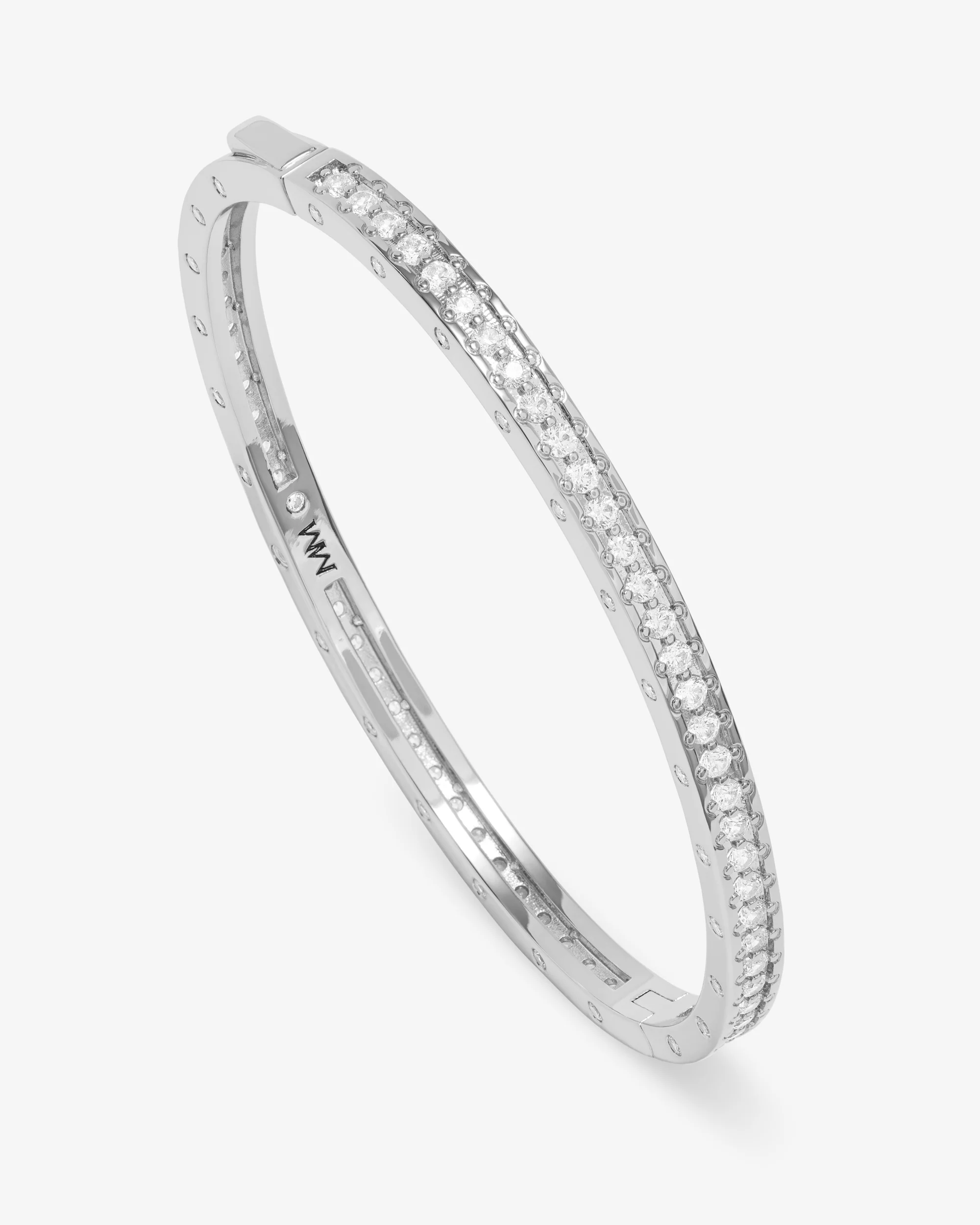 Ashley Pavé Cuff 4mm - Silver|White Diamondettes - Image 4