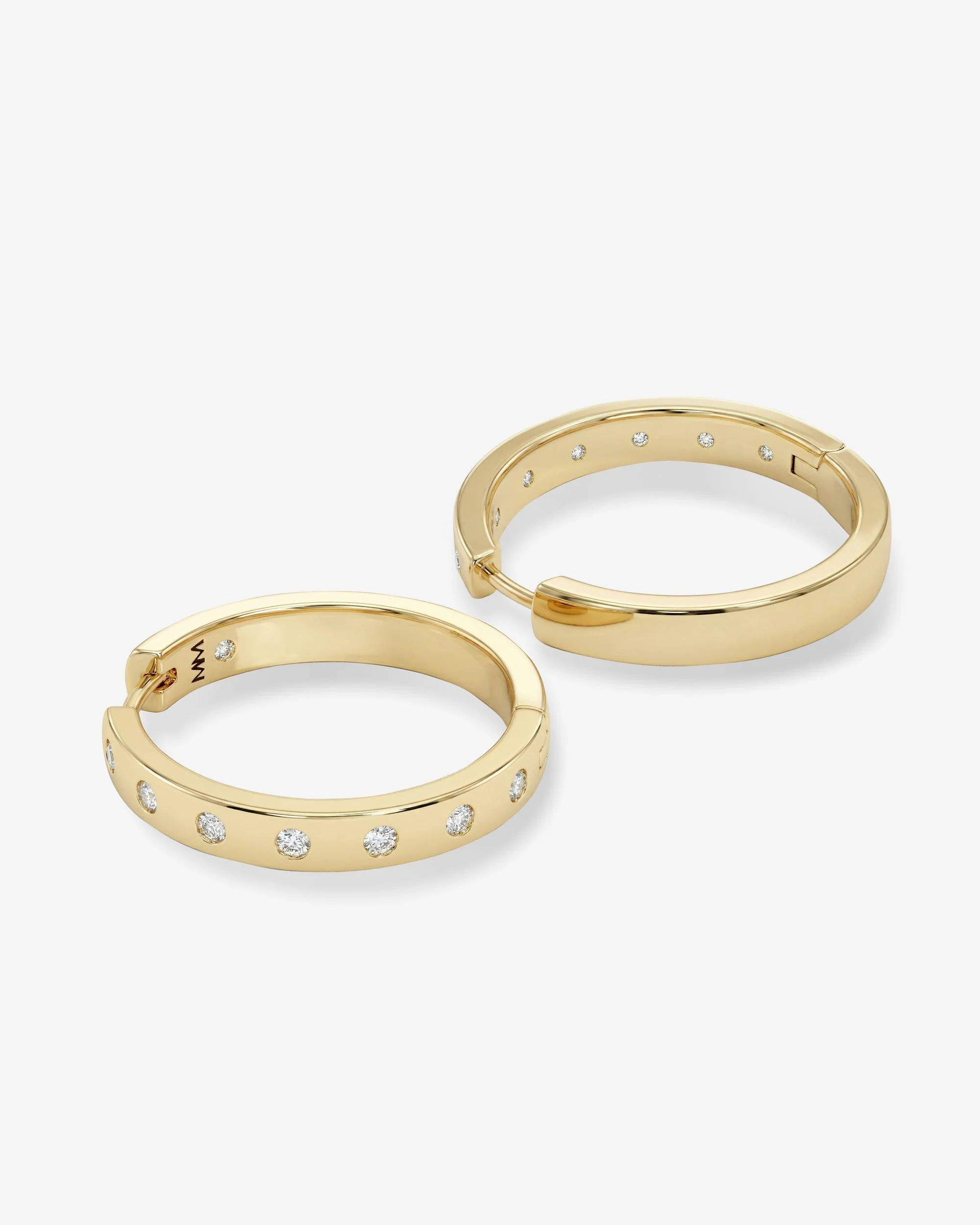 Ashley Reversible Hoops 1" - Gold|White Diamondettes - Image 3
