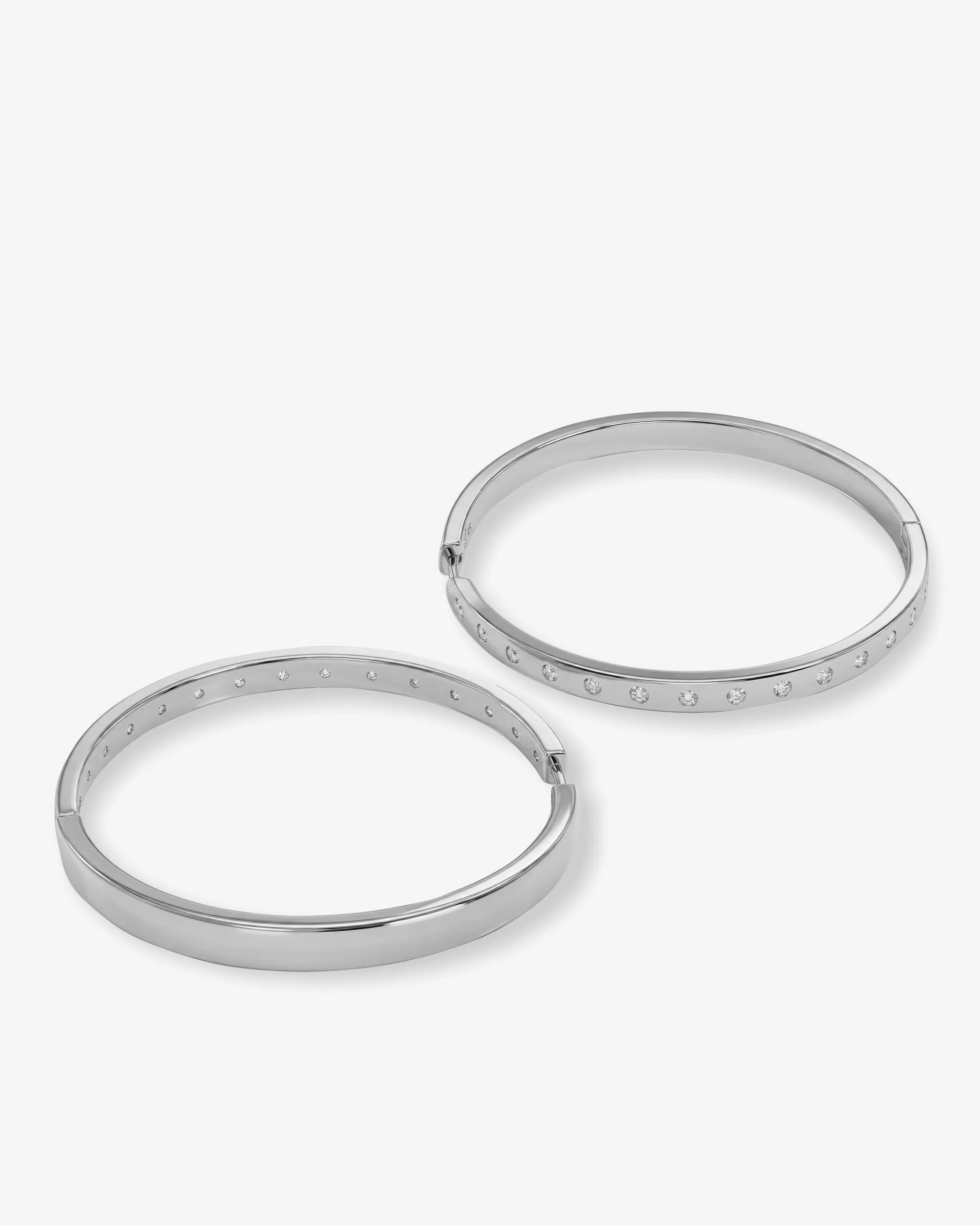 Ashley Reversible Hoops 2" - Silver|White Diamondettes - Image 3