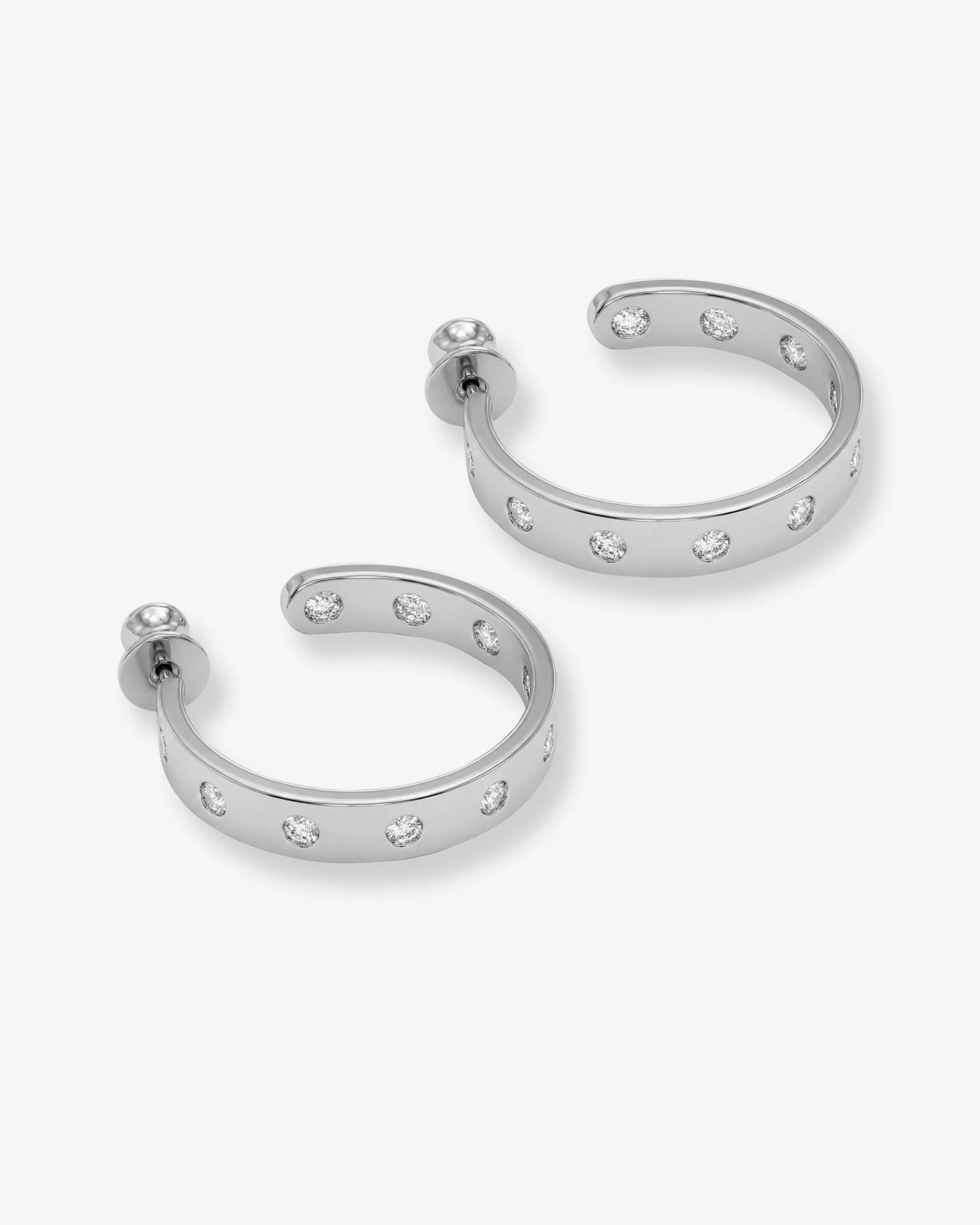 Ashley Rodeo Hoops 1" - Silver|White Diamondettes - Image 3