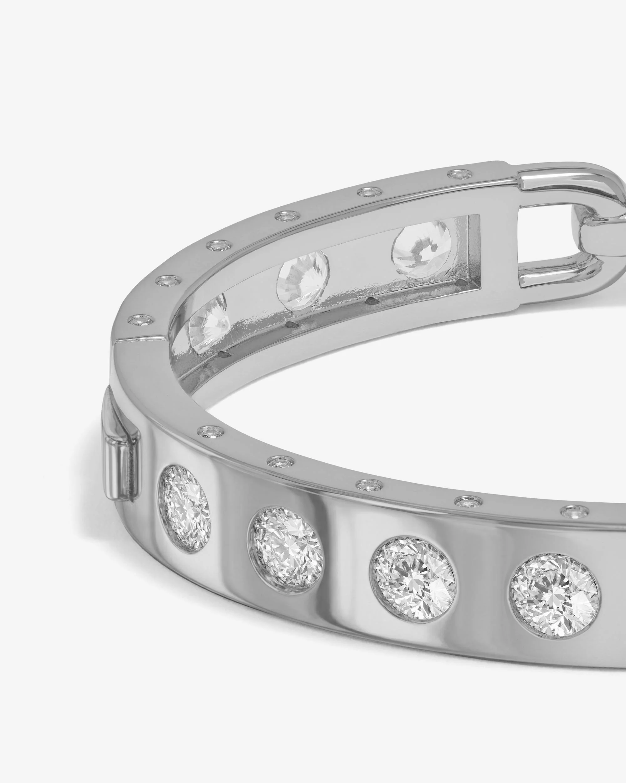 Ashley Rodeo Lock Cuff 9mm - Silver|White Diamondettes - Image 6