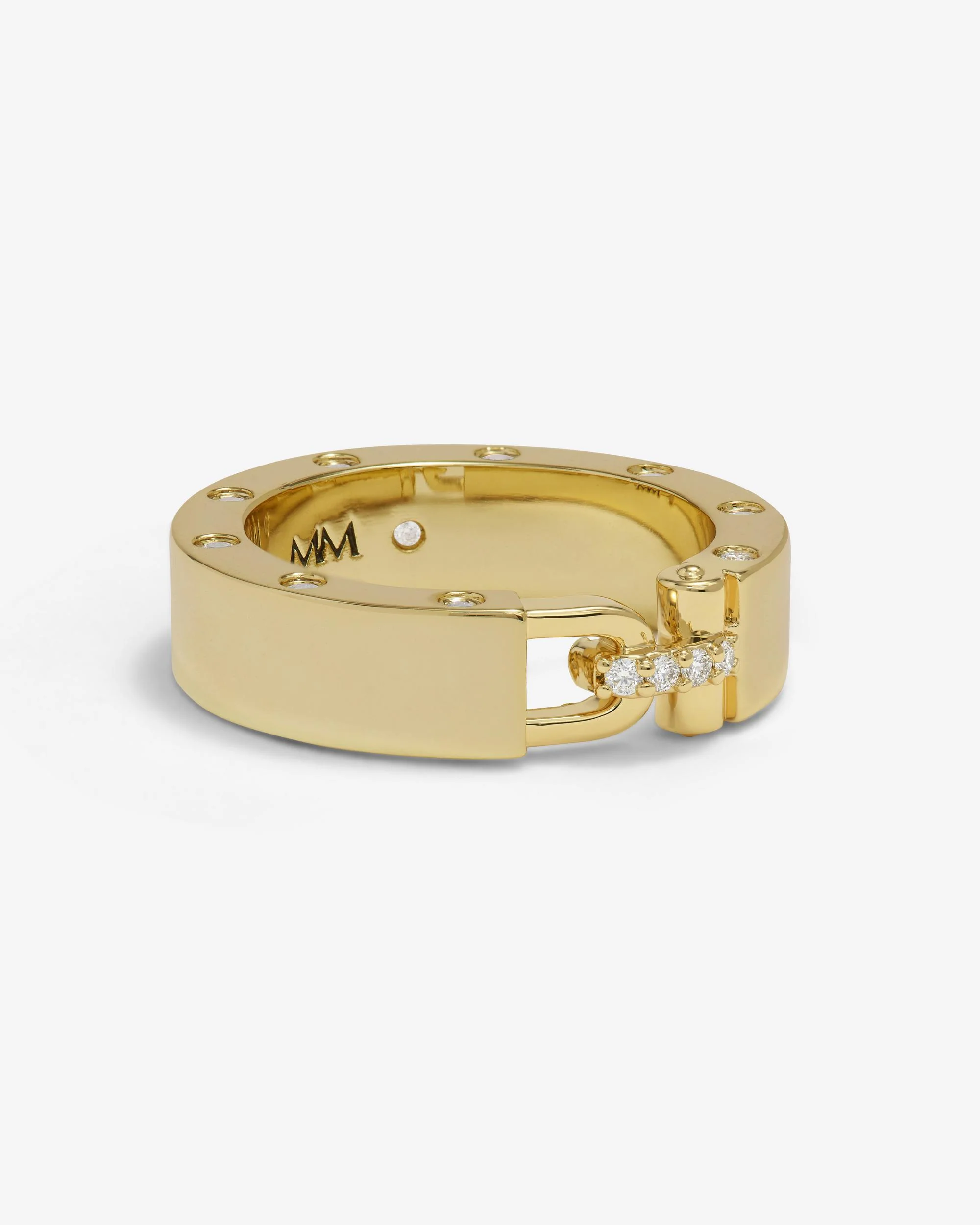 Ashley Smooth Lock Ring - Gold|White Diamondettes - Image 3