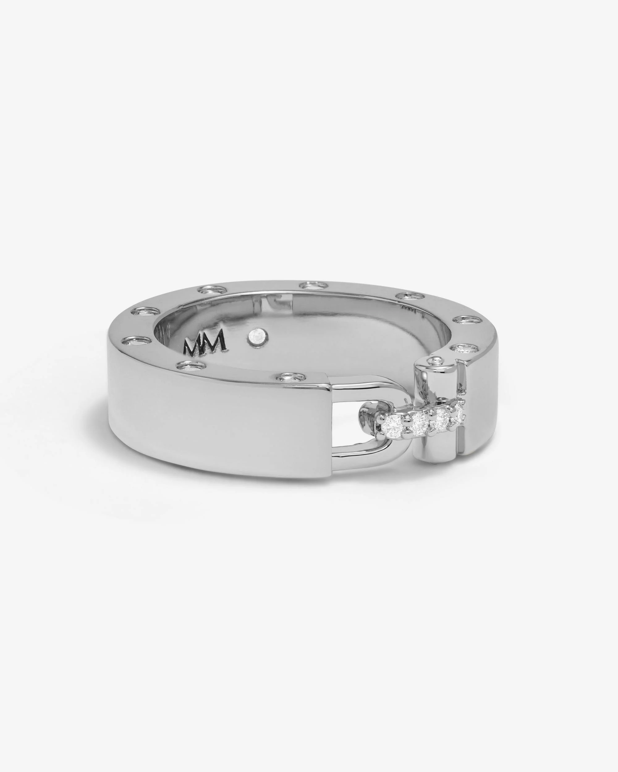 Ashley Smooth Lock Ring - Silver|White Diamondettes - Image 3