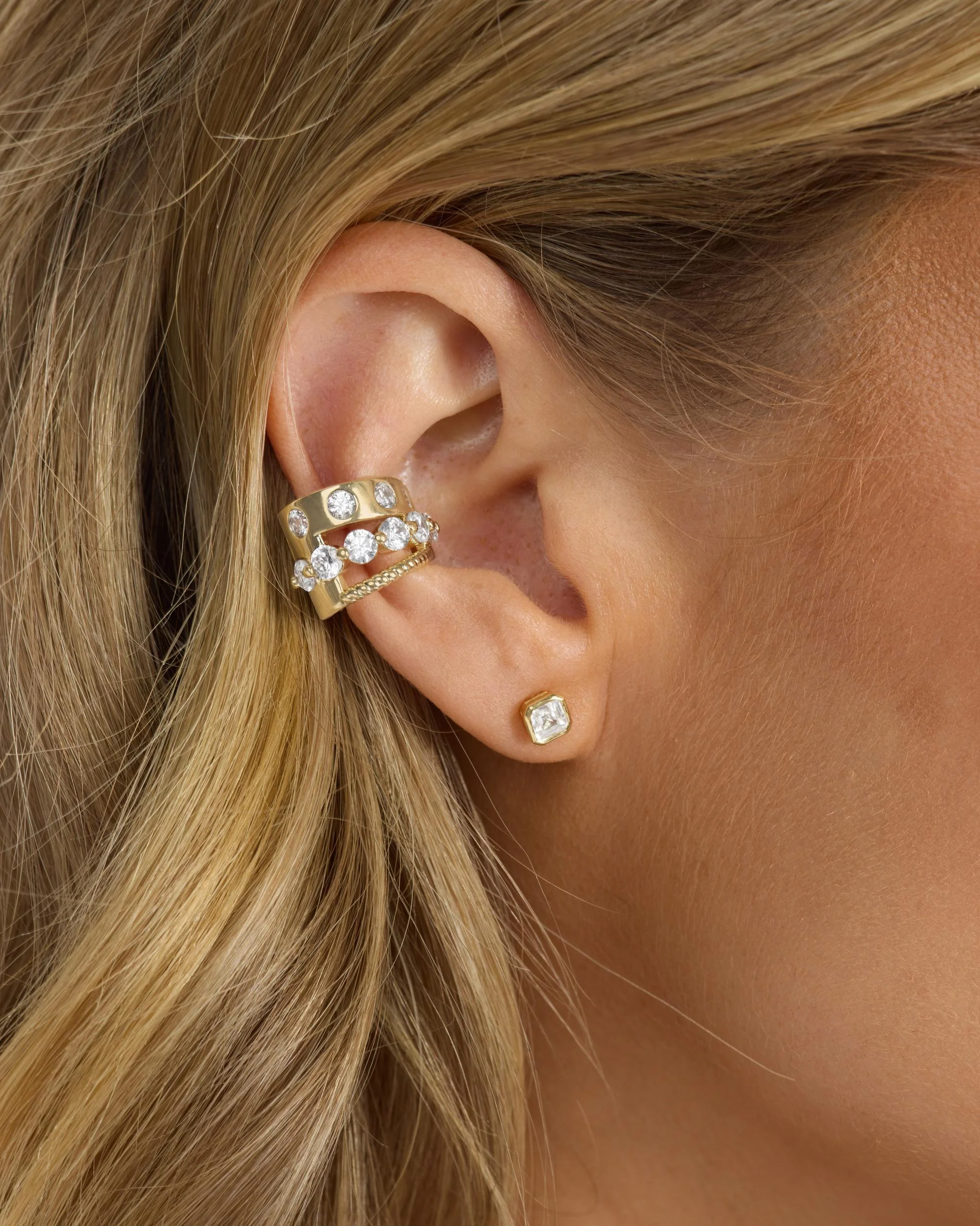 Ashley Venice Ear Cuff - Gold|White Diamondettes - Image 3