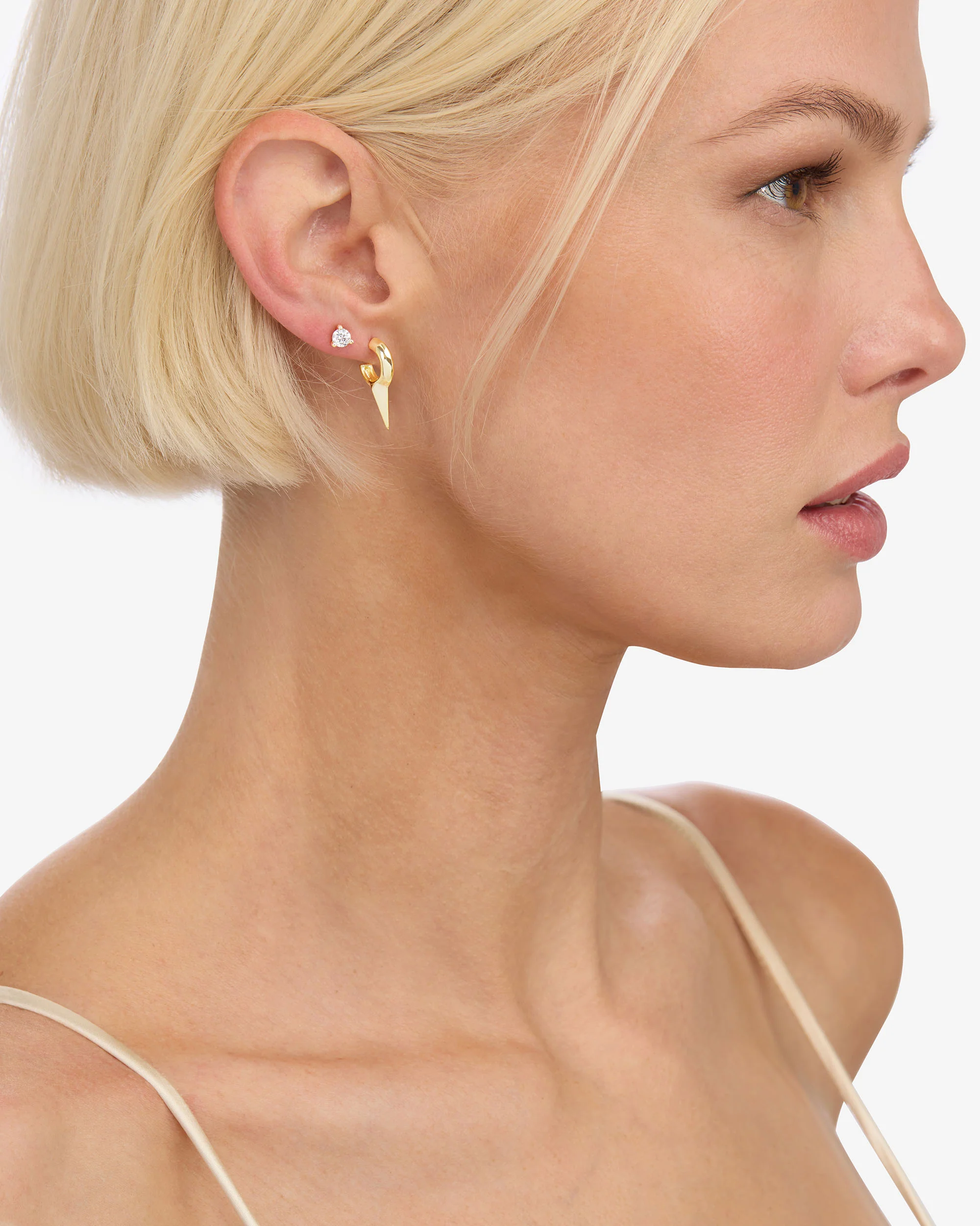 Baby Gabriella Smooth Single Spike Earrings - Gold - Image 4