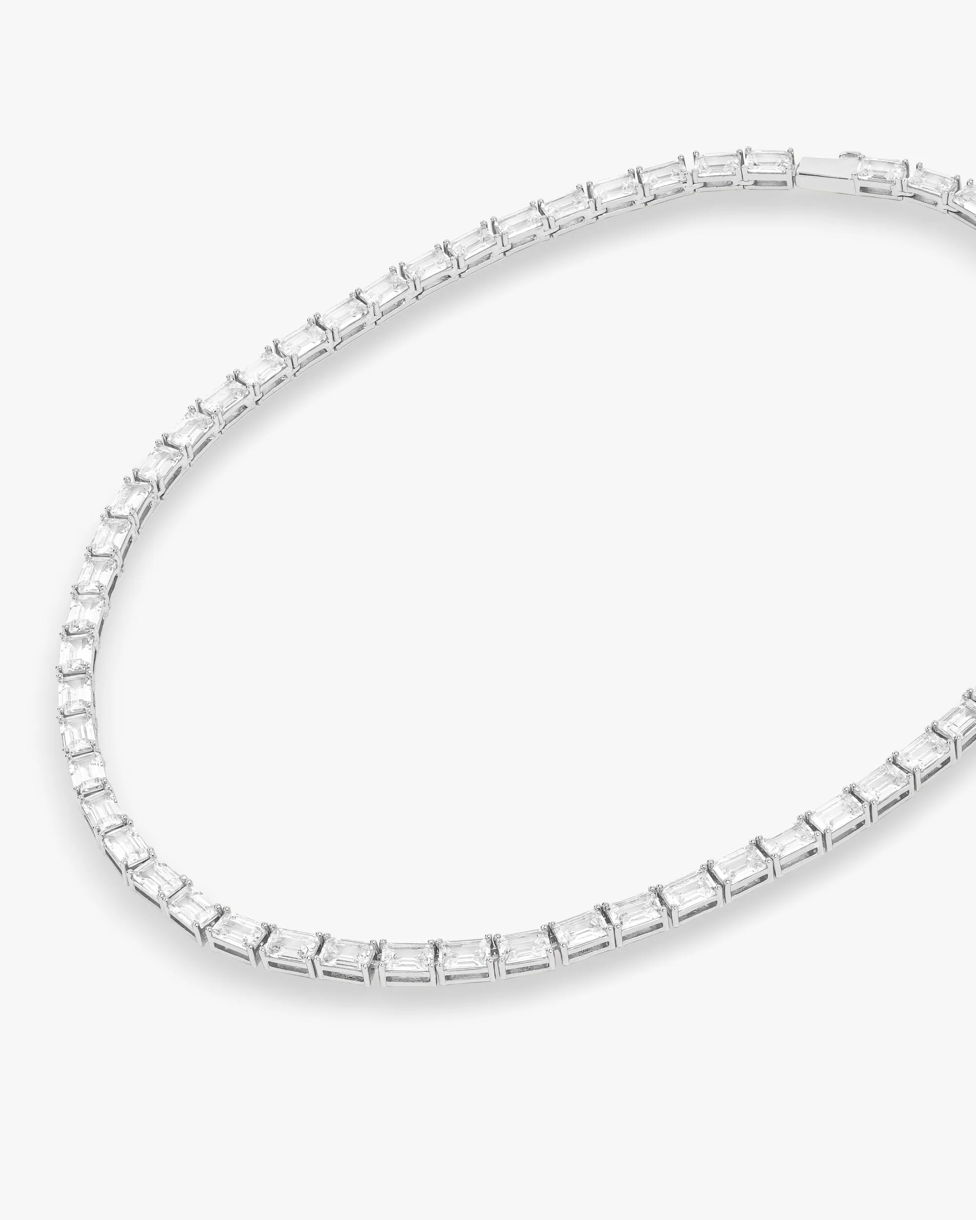 Baby Grand Slam Tennis Necklace 18" - Silver|White Diamondettes - Image 3