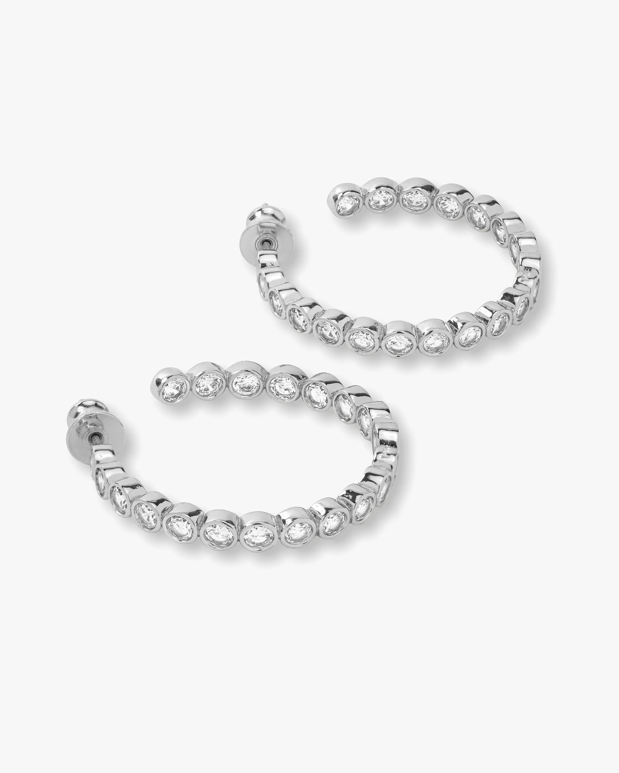 Baroness Hoops 1.25" - Silver|White Diamondettes - Image 3