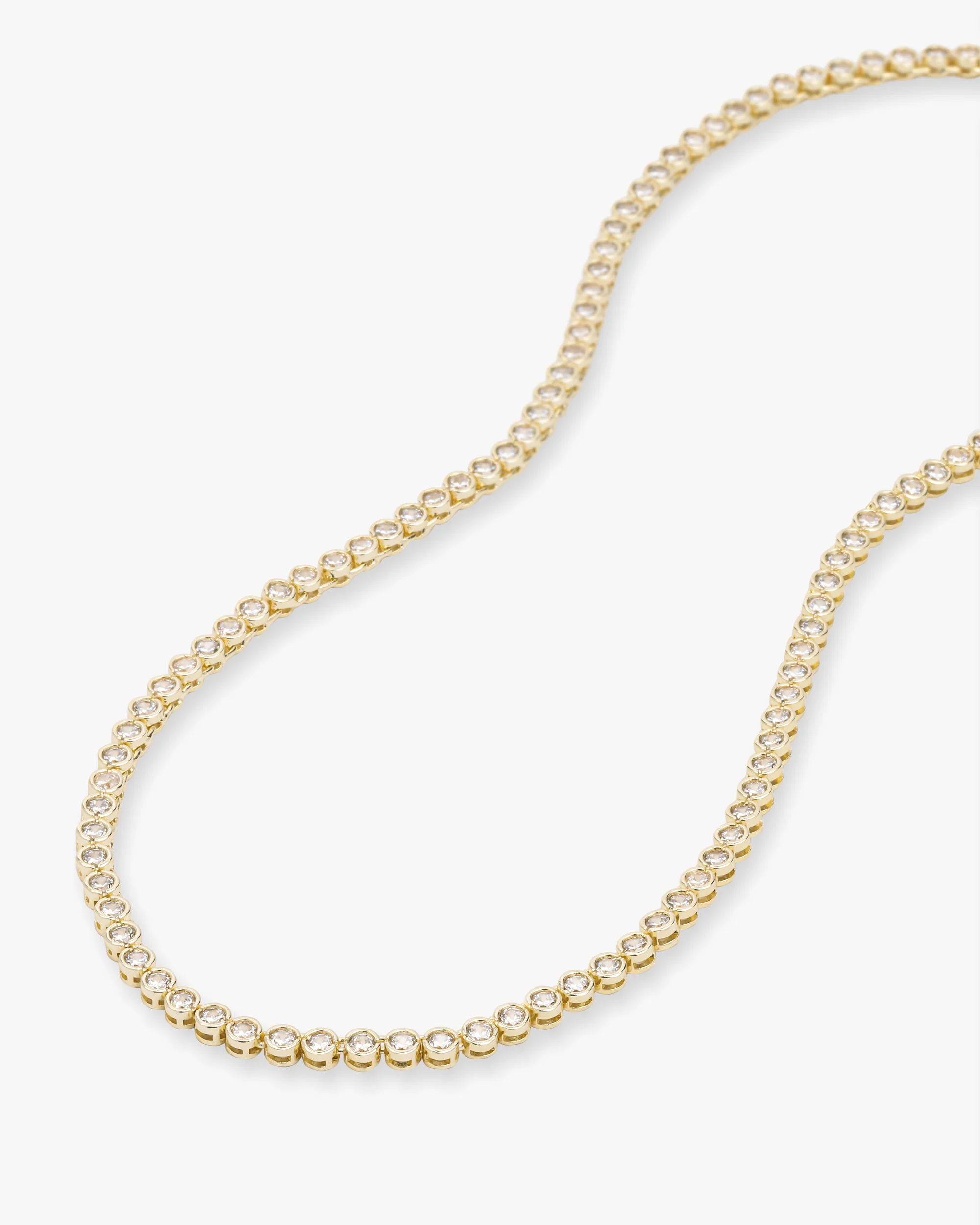 Baroness Tennis Necklace 3mm - Gold|White Diamondettes - Image 5