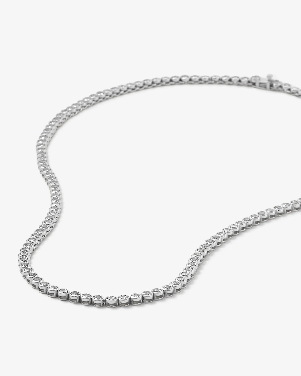 Baroness Tennis Necklace 3mm - Silver|White Diamondettes - Image 4