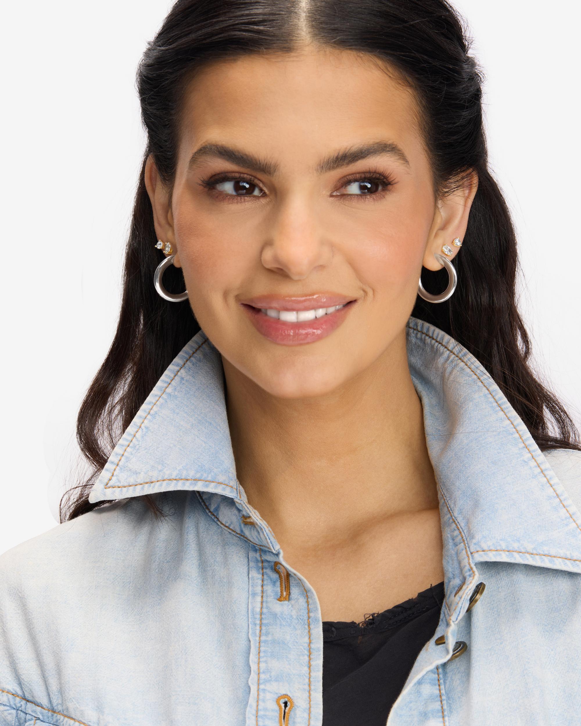 Beacon Hoops 1" - Silver|White Diamondettes - Image 4