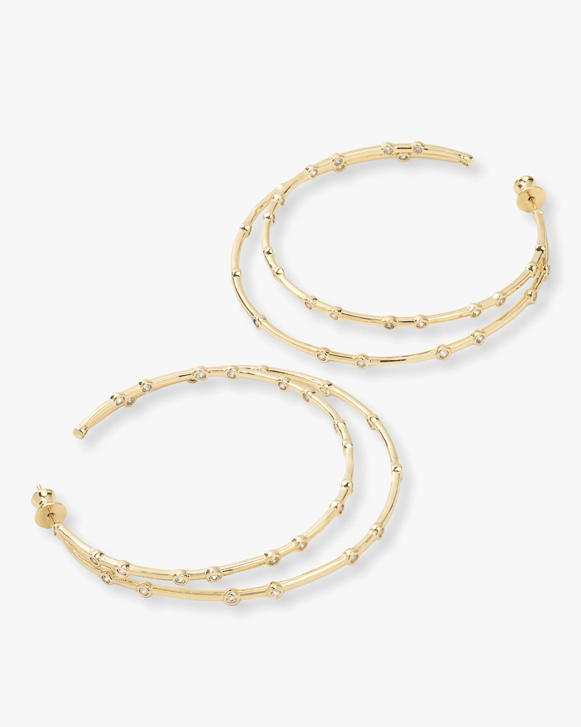 Big Ass Doubled Hoops 2.5" - Gold|White Diamondettes - Image 3