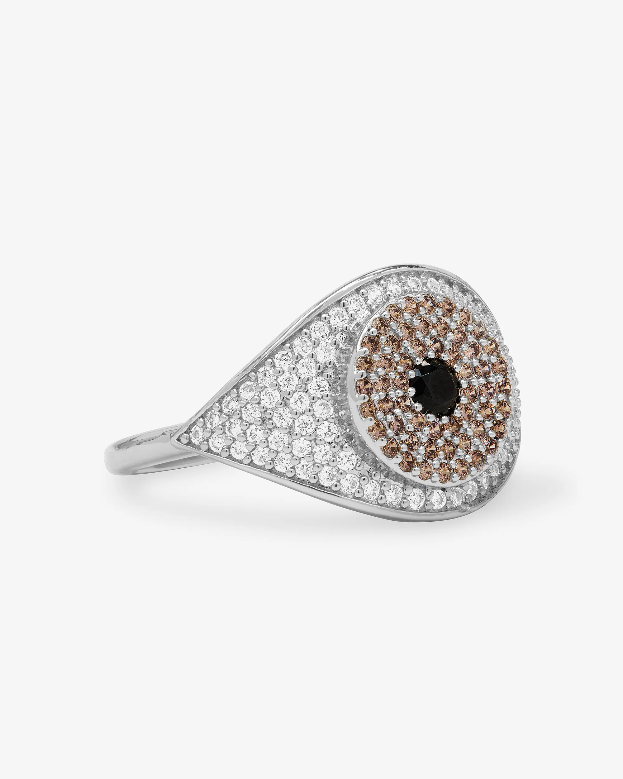Black Evil Eye Ring - Silver|Black Diamondettes - Image 3