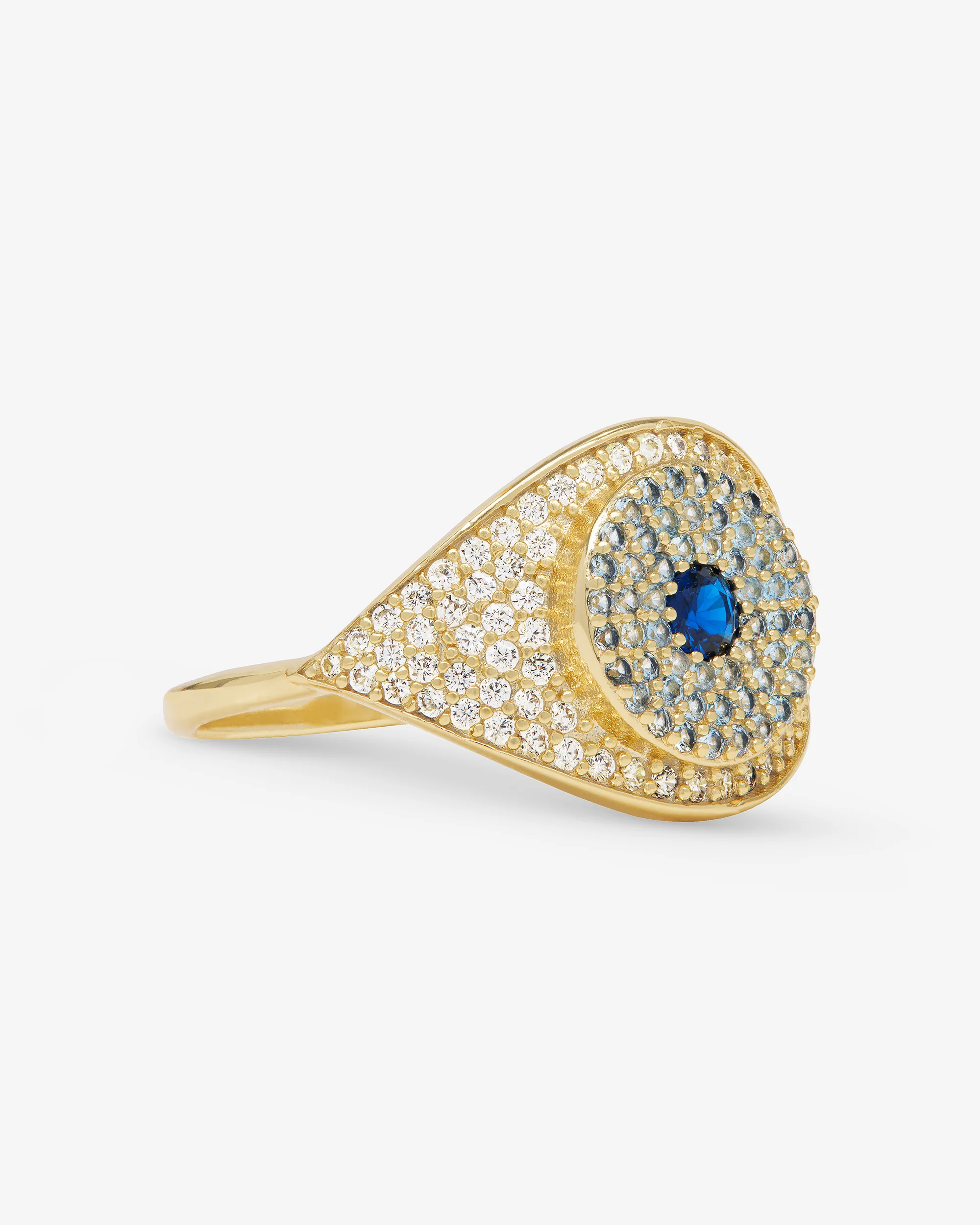 Blue Evil Eye Ring - Gold|White Diamondettes - Image 3