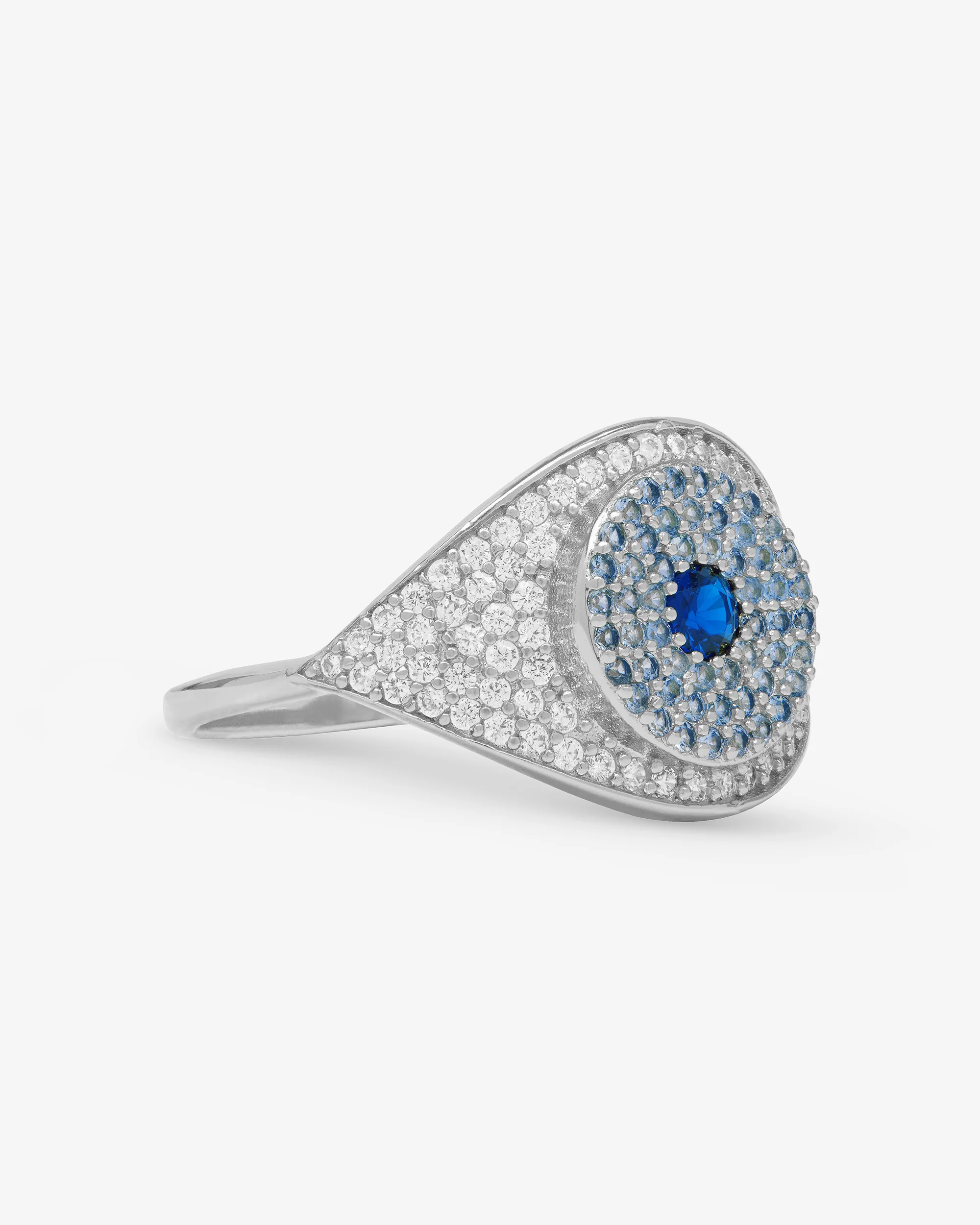 Blue Evil Eye Ring - Silver|White Diamondettes - Image 3