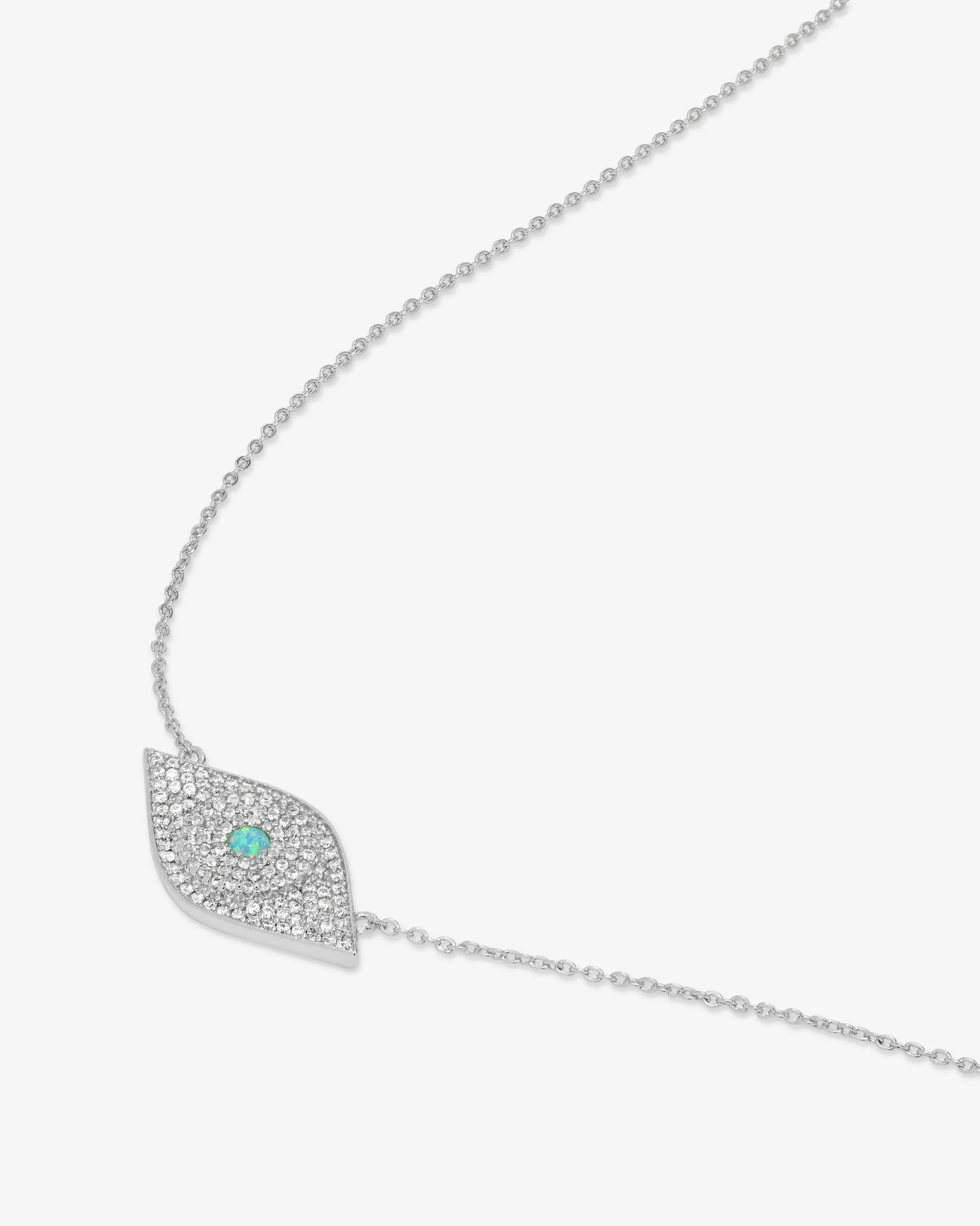 Blue Opal Evil Eye Necklace - Silver|Blue Opal - Image 3