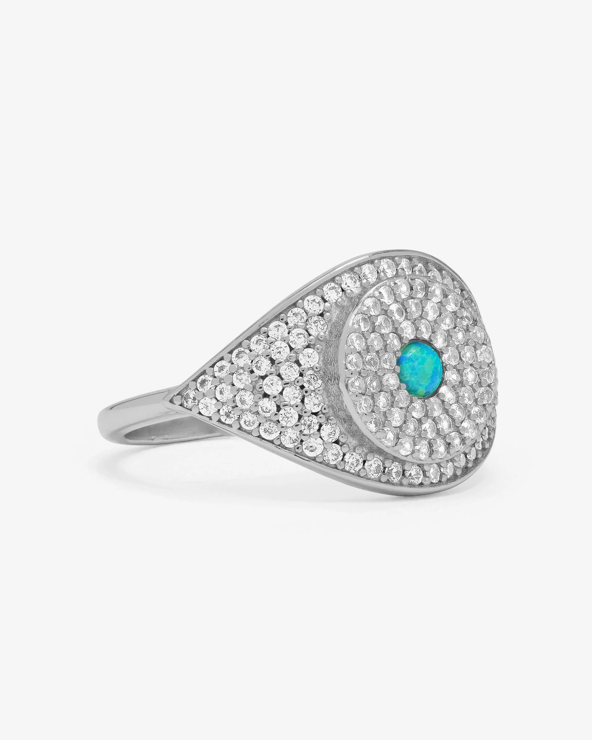 Blue Opal Evil Eye Ring - Silver|Blue Opal - Image 3