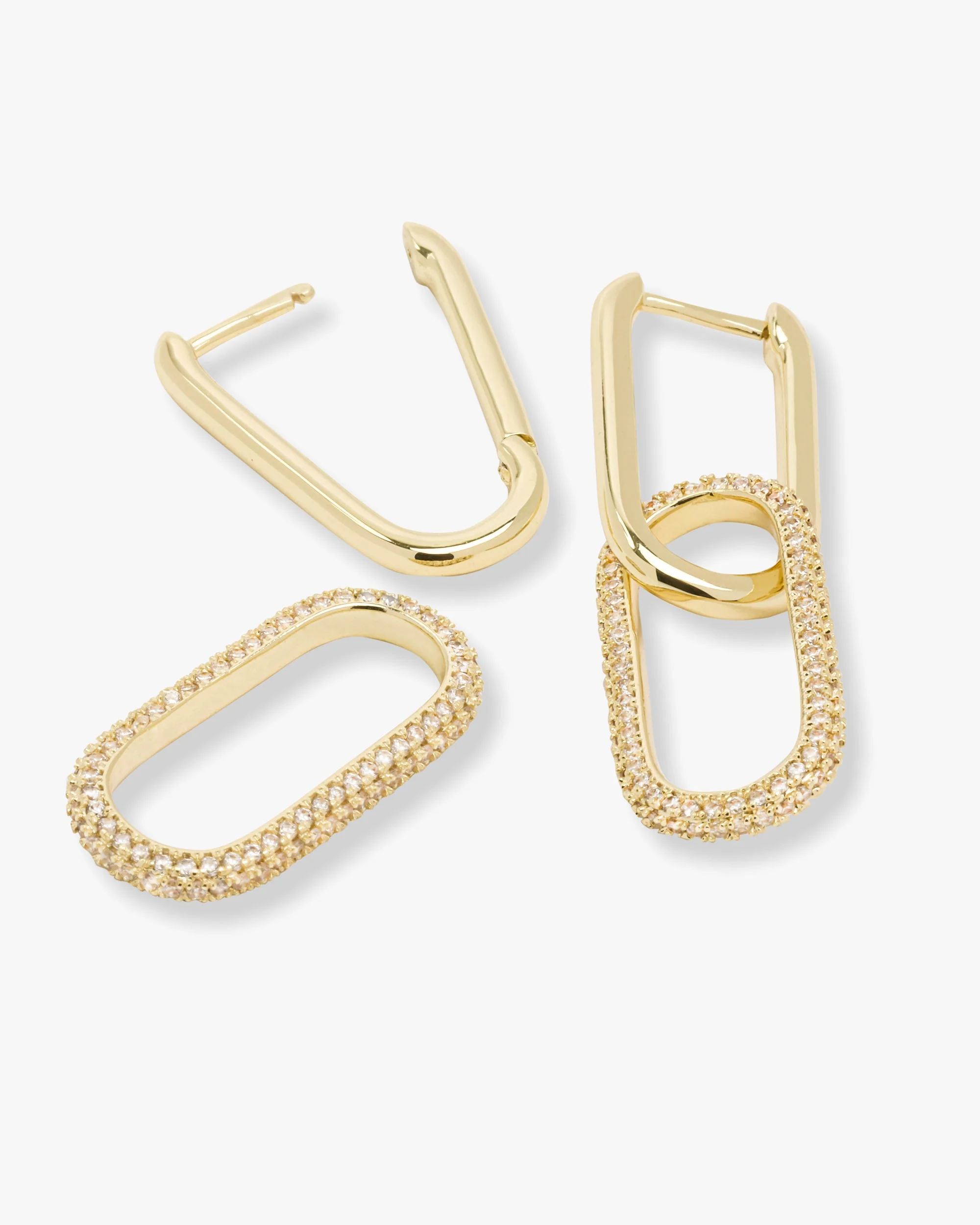 Carrie Pavé Chain Convertible Huggies - Gold|White Diamondettes - Image 3