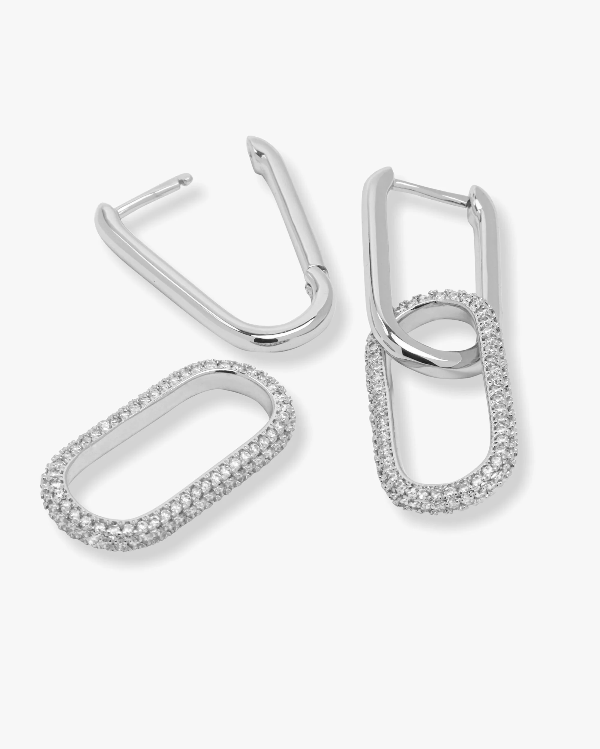 Carrie Pavé Chain Convertible Huggies - Silver|White Diamondettes - Image 3
