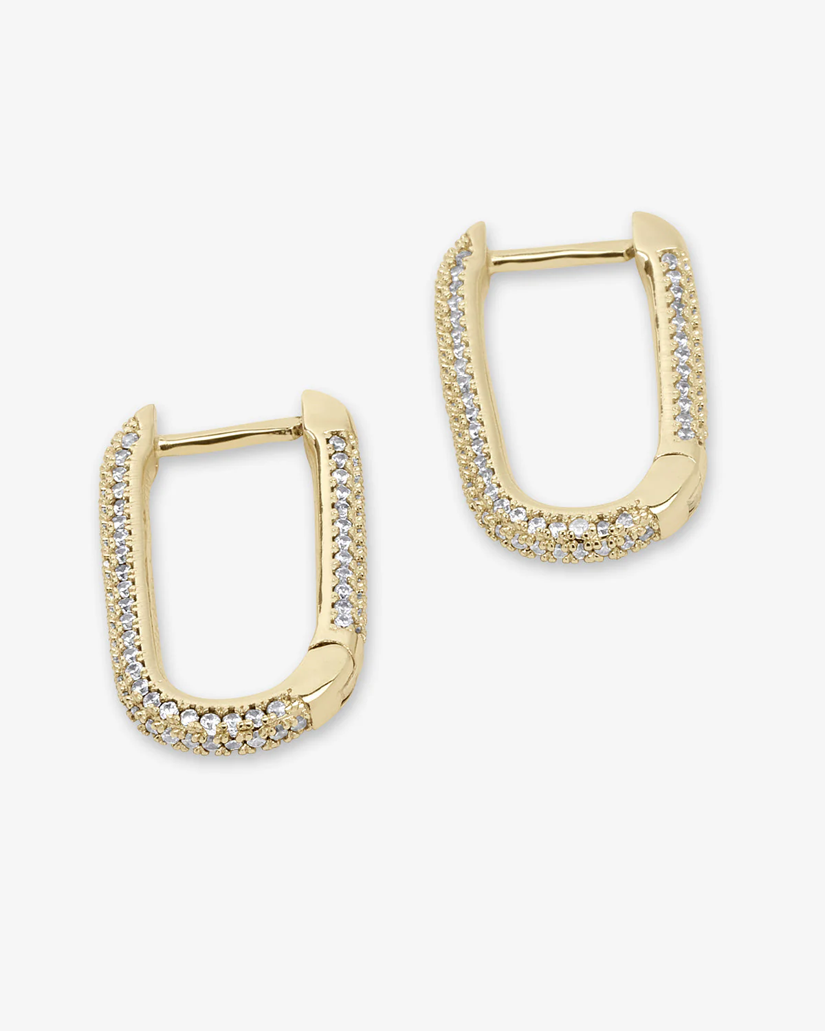 Carrie Pavé Chain Huggies - Gold|White Diamondettes - Image 3