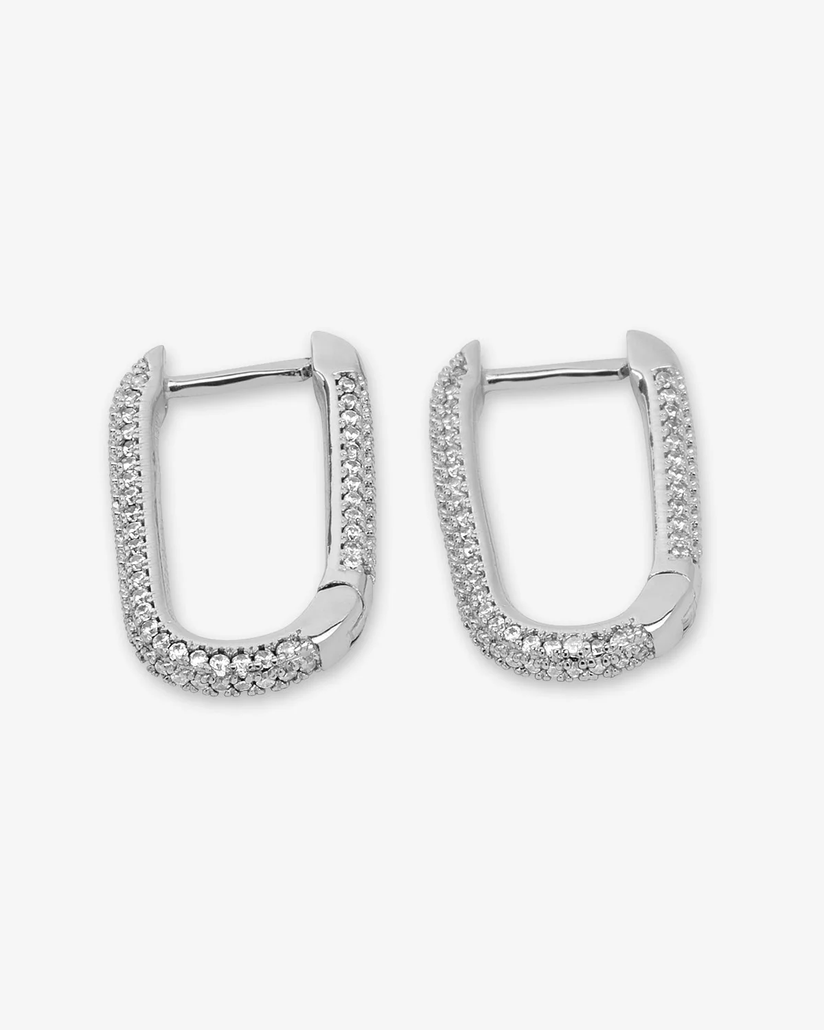 Carrie Pavé Chain Huggies - Silver|White Diamondettes - Image 3