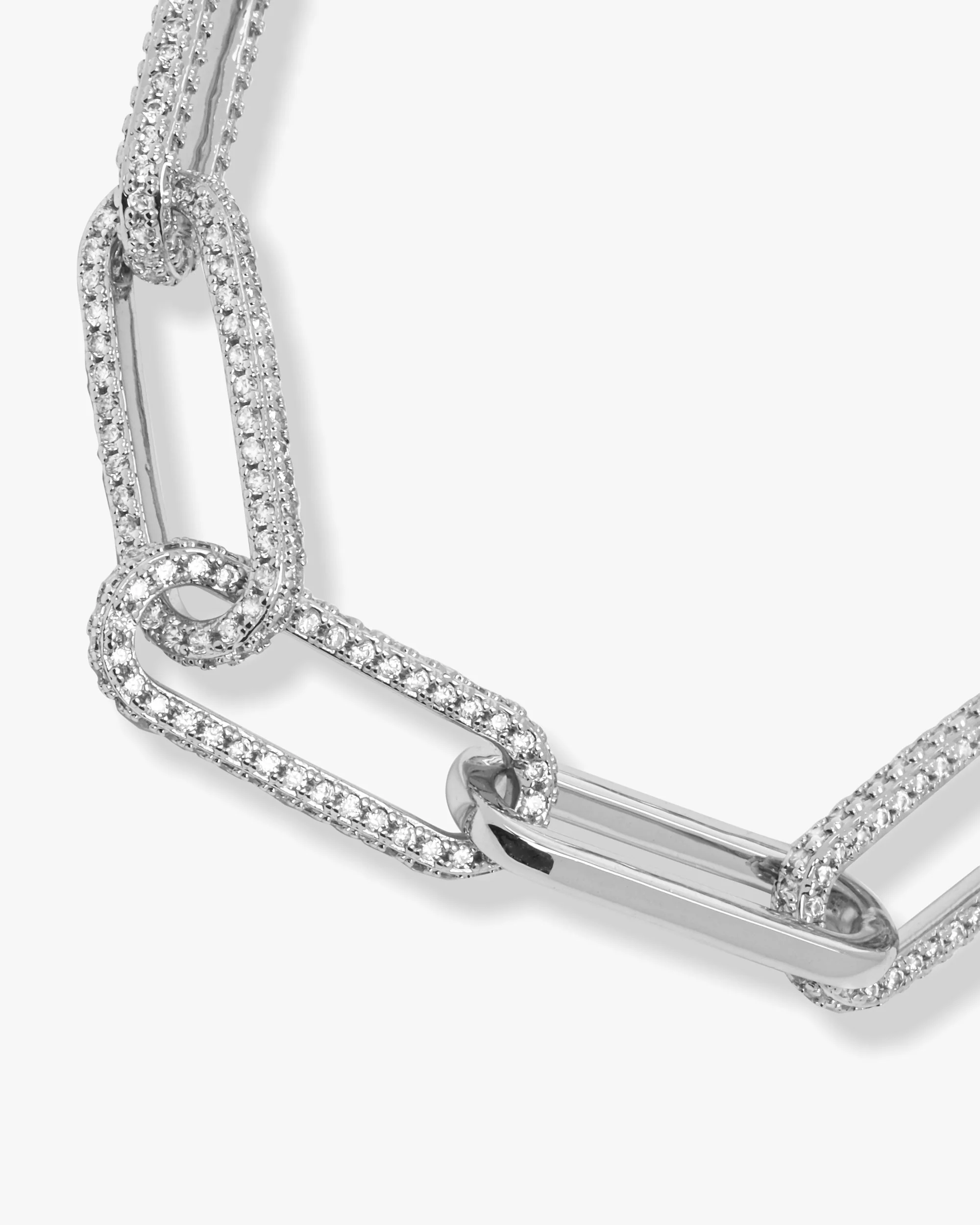 Carrie Pavé Chain Link Bracelet 8mm - Silver|White Diamondettes - Image 3