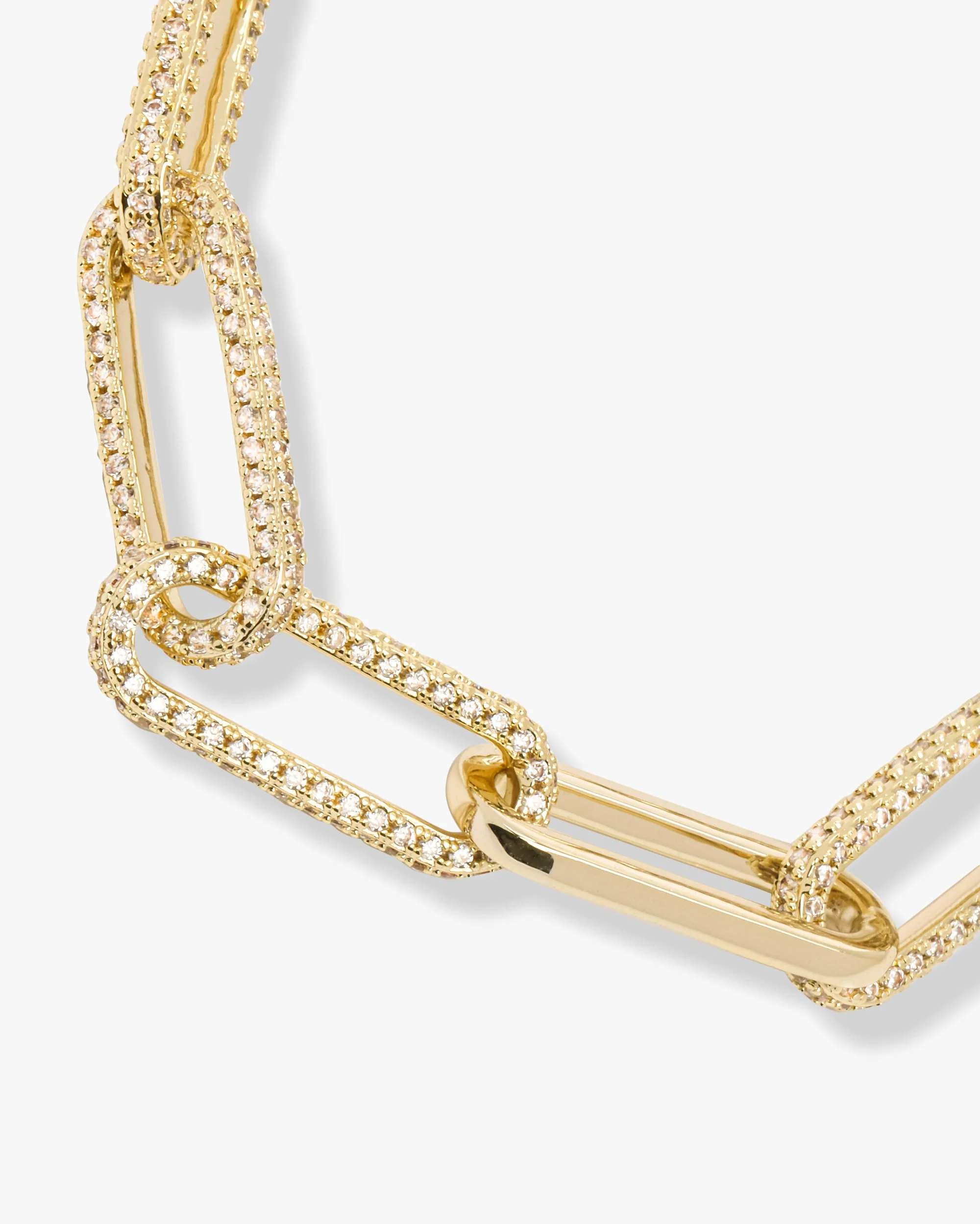 Carrie Pavé Chain Necklace 8mm - Gold|White Diamondettes - Image 3