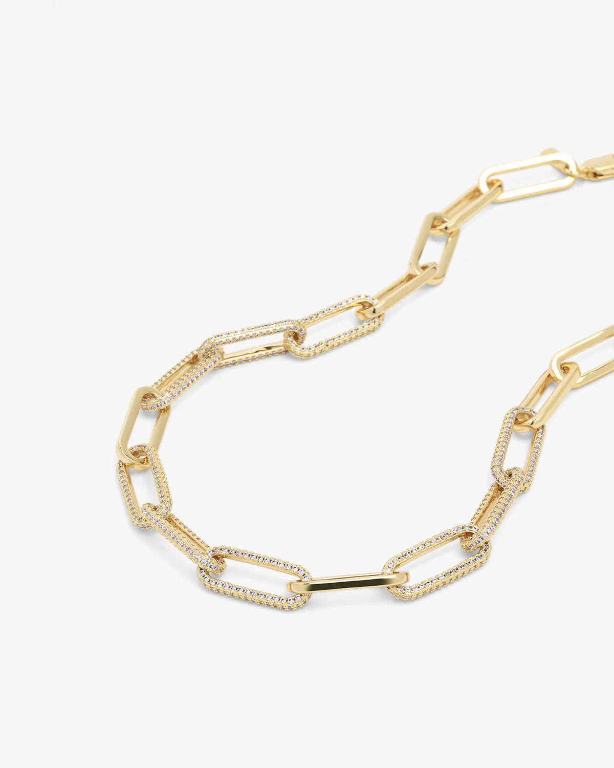 Carrie Pavé Chain Necklace 8mm - Gold|White Diamondettes - Image 5