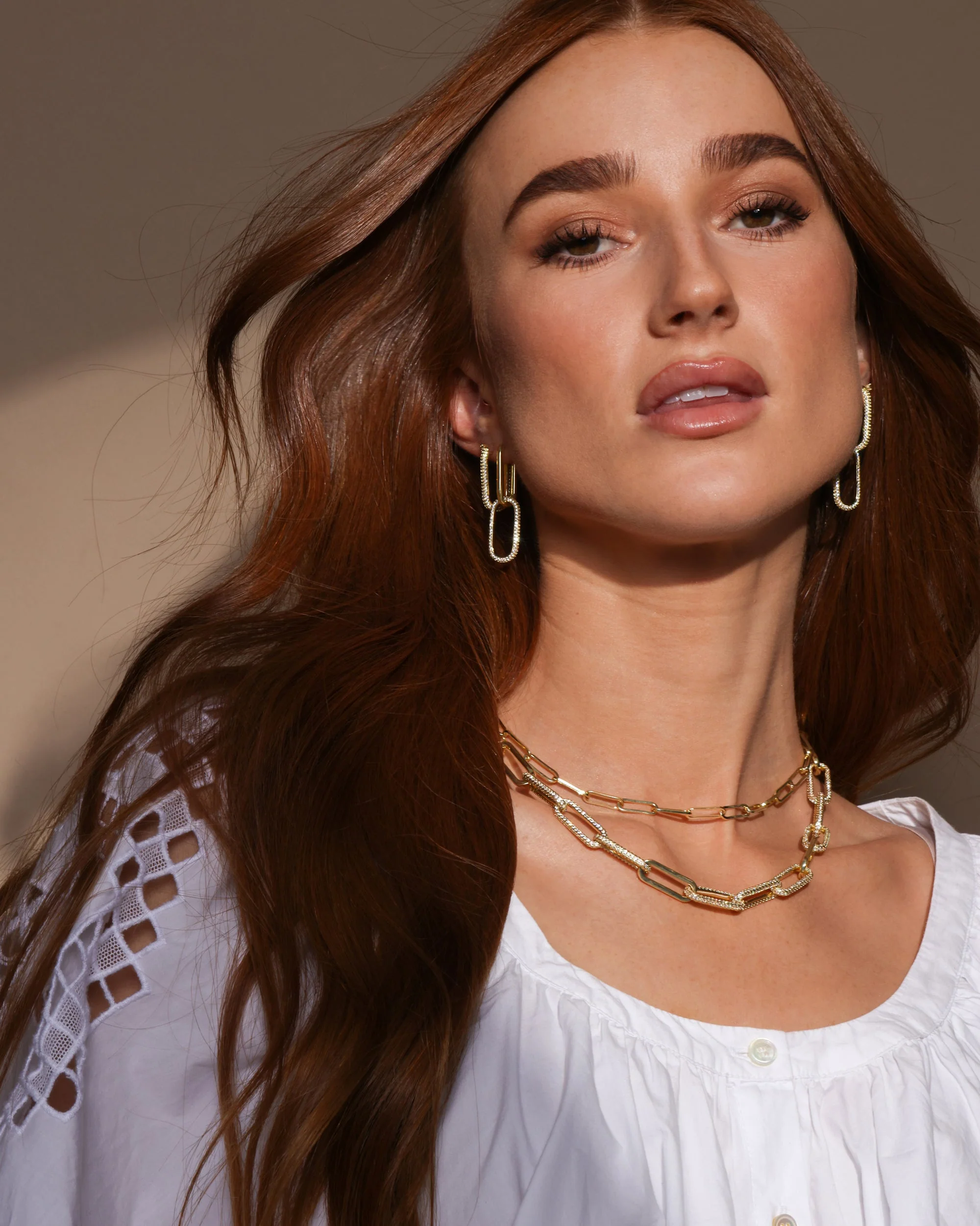 Carrie Pavé Chain Necklace 8mm - Gold|White Diamondettes - Image 6