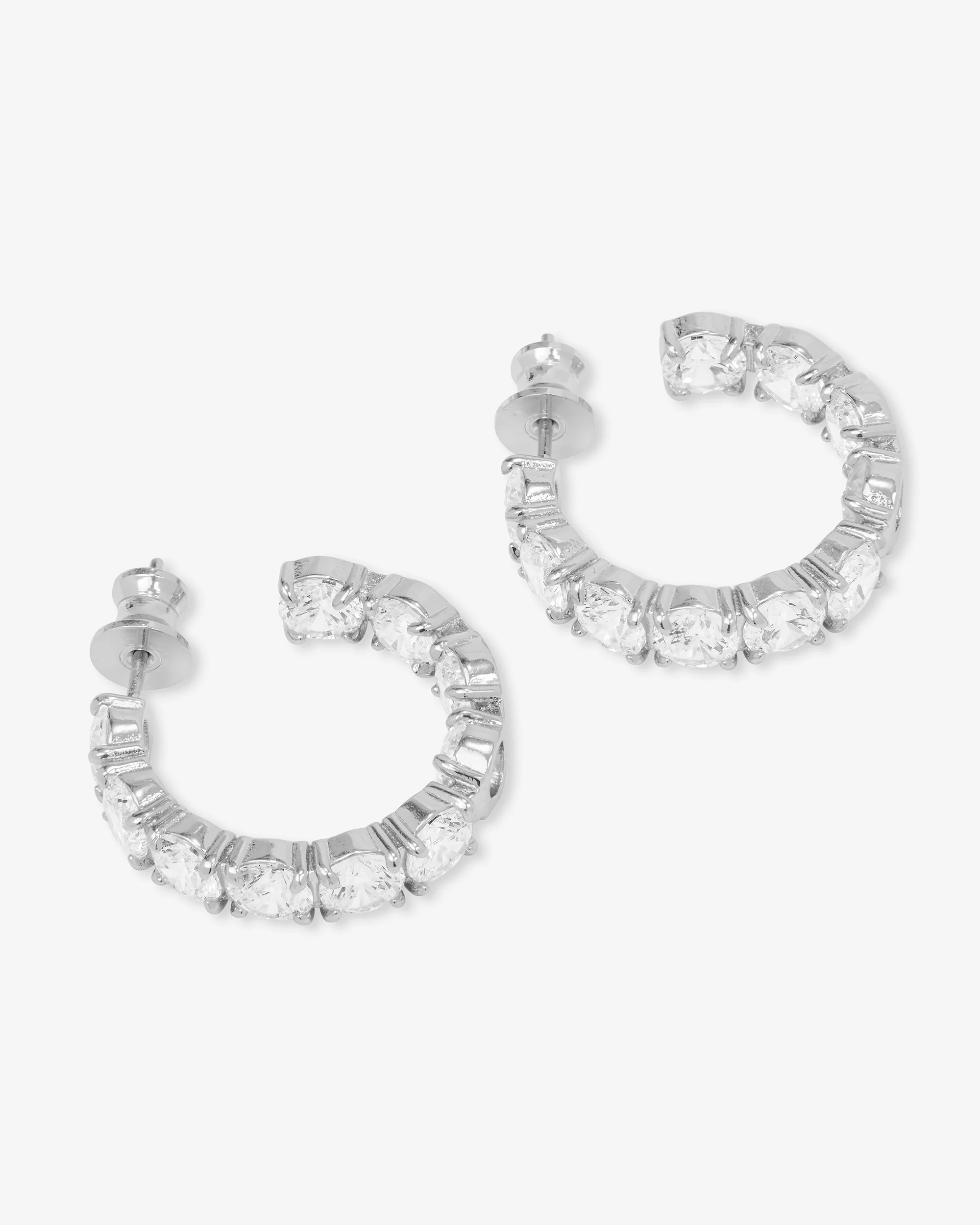 "Oh She Fancy" Hoops 1" - Silver|White Diamondettes - Image 3