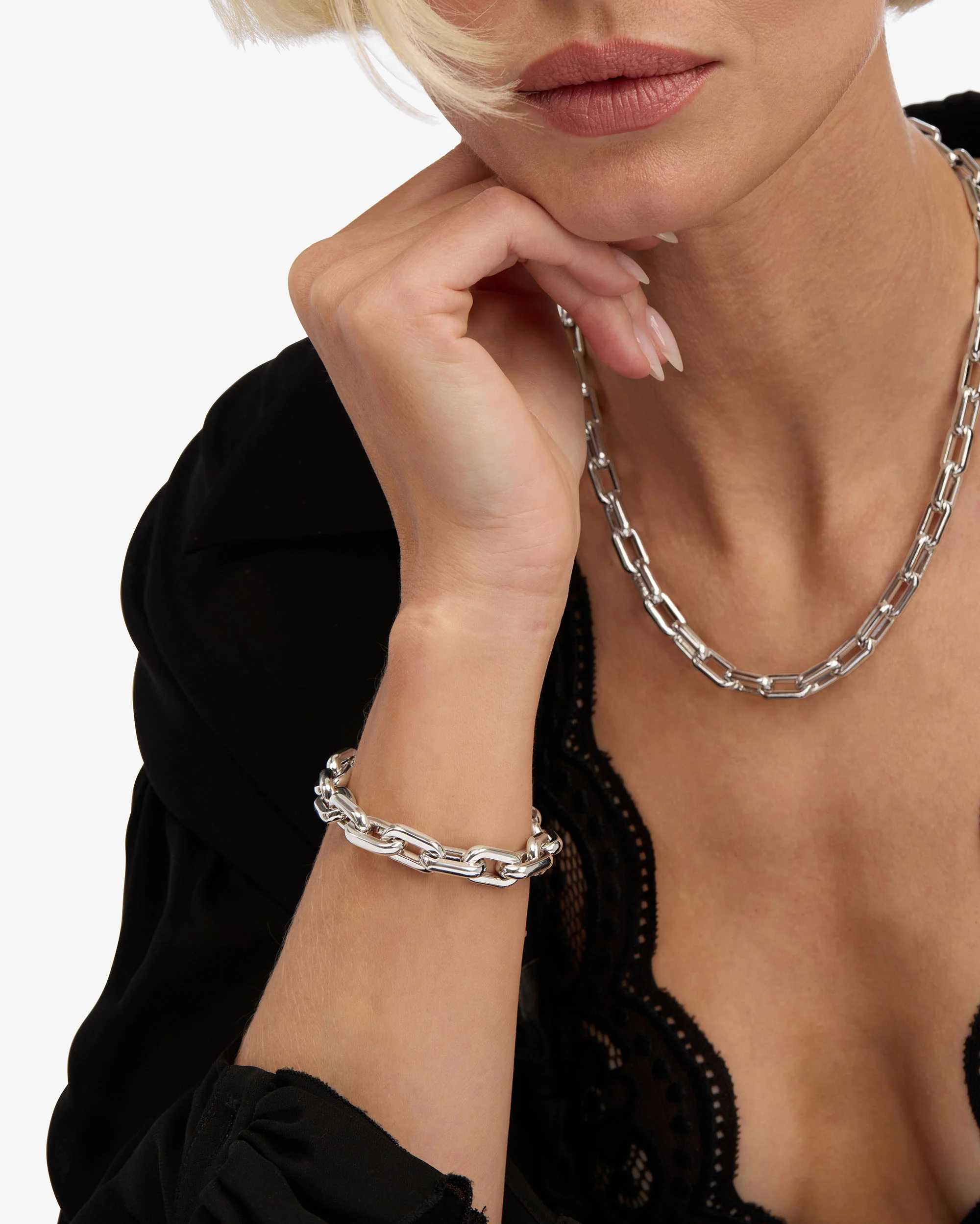 Frankie Chain Bracelet 10mm - Silver - Image 4
