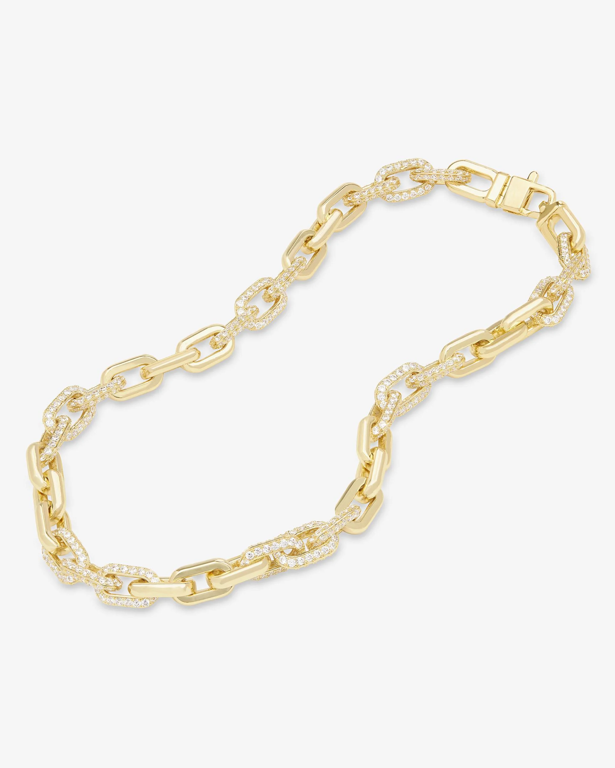 Frankie Pavé Chain Necklace 10mm - Gold|White Diamondettes - Image 4