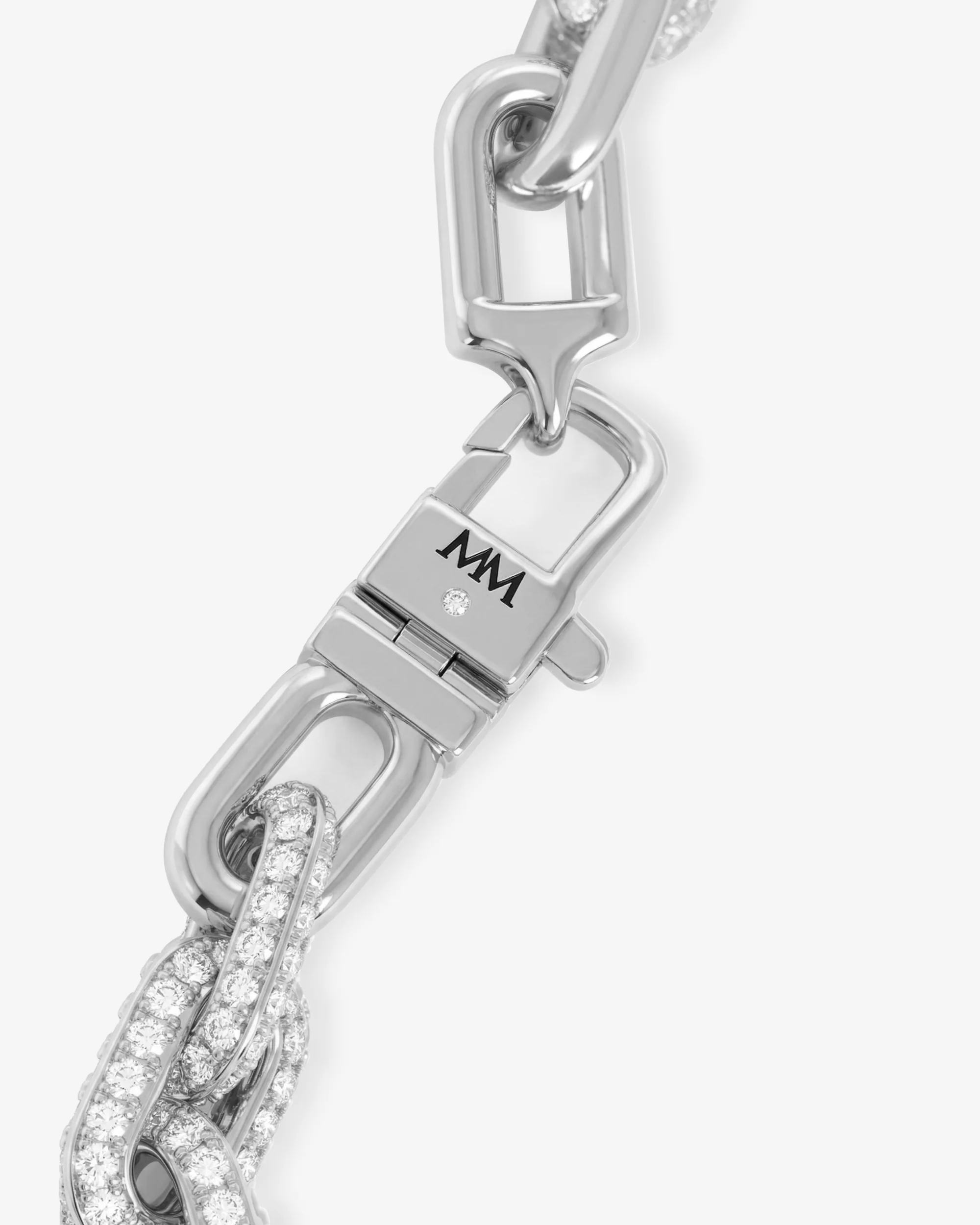 Frankie Pavé Chain Necklace 10mm - Silver|White Diamondettes - Image 7