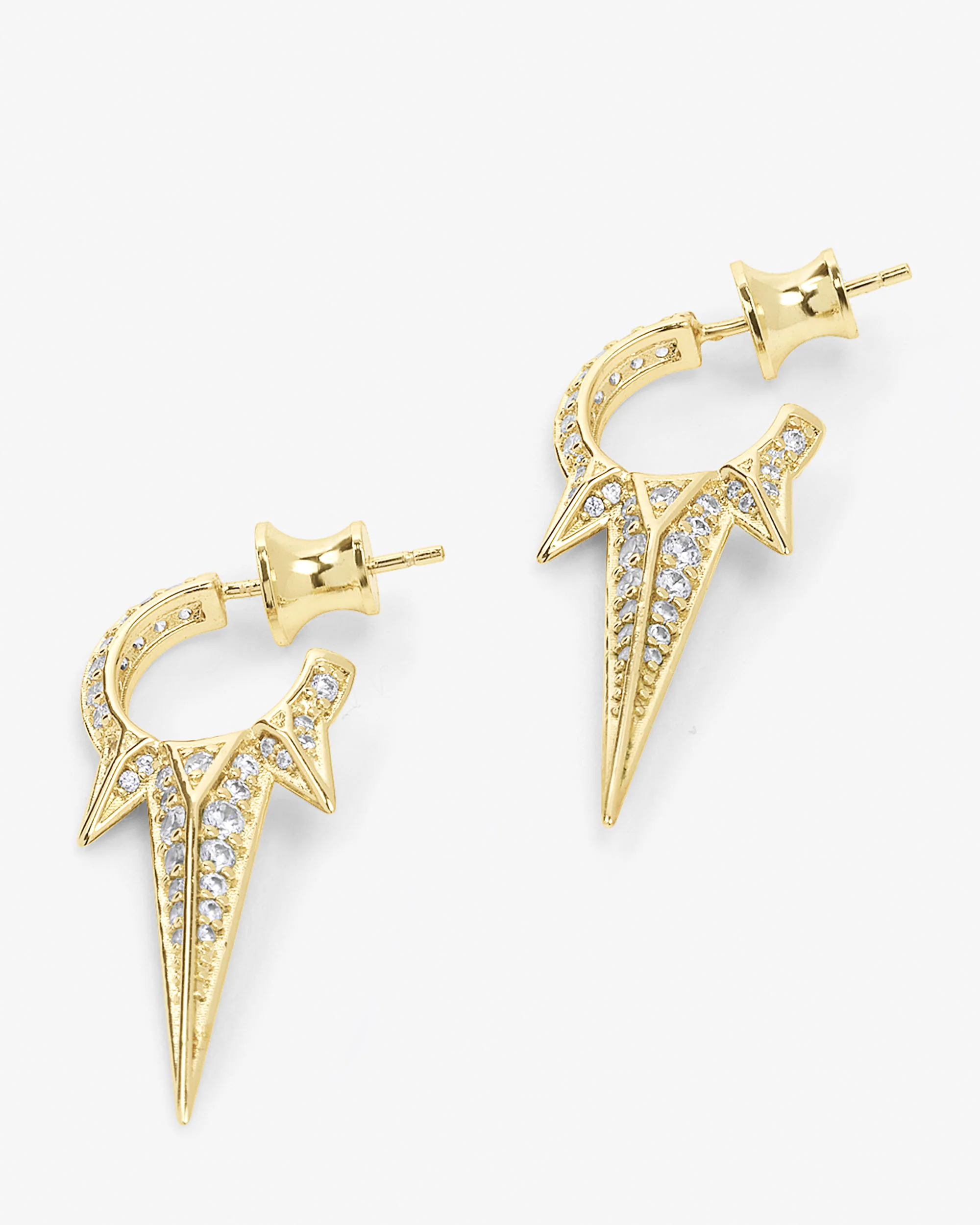 Gabriella Pavé Triple Spike Earrings - Gold|White Diamondettes - Image 3