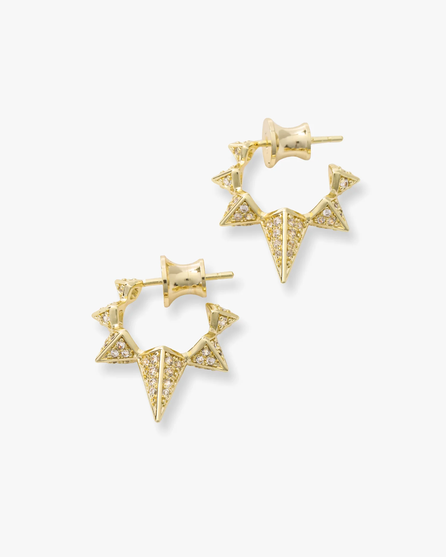 Gabriella Pavé Spiked Hoops - Gold|White Diamondettes - Image 3