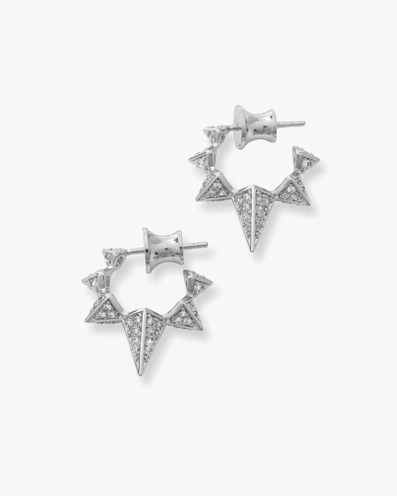 Gabriella Pavé Spiked Hoops - Silver|White Diamondettes - Image 3