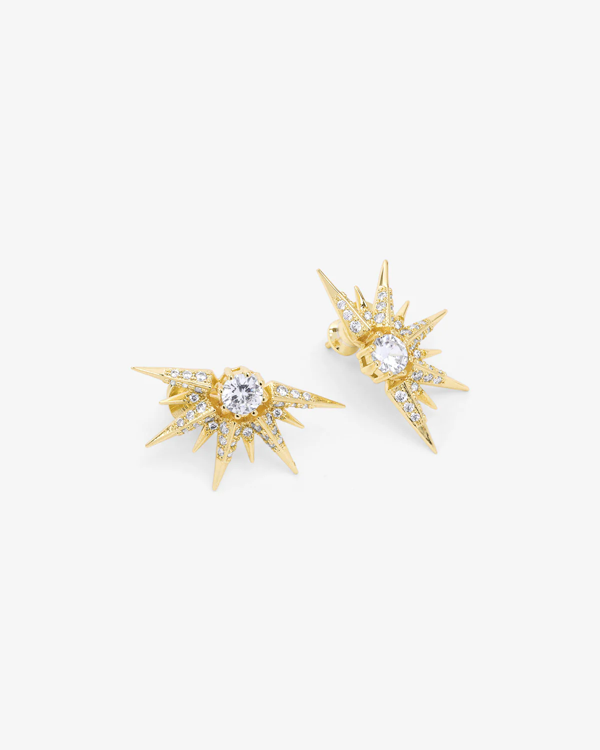 Gabriella Sunburst Stud Earrings - Gold|White Diamondettes - Image 3