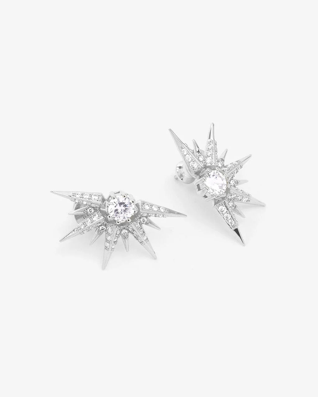 Gabriella Sunburst Stud Earrings - Silver|White Diamondettes - Image 3