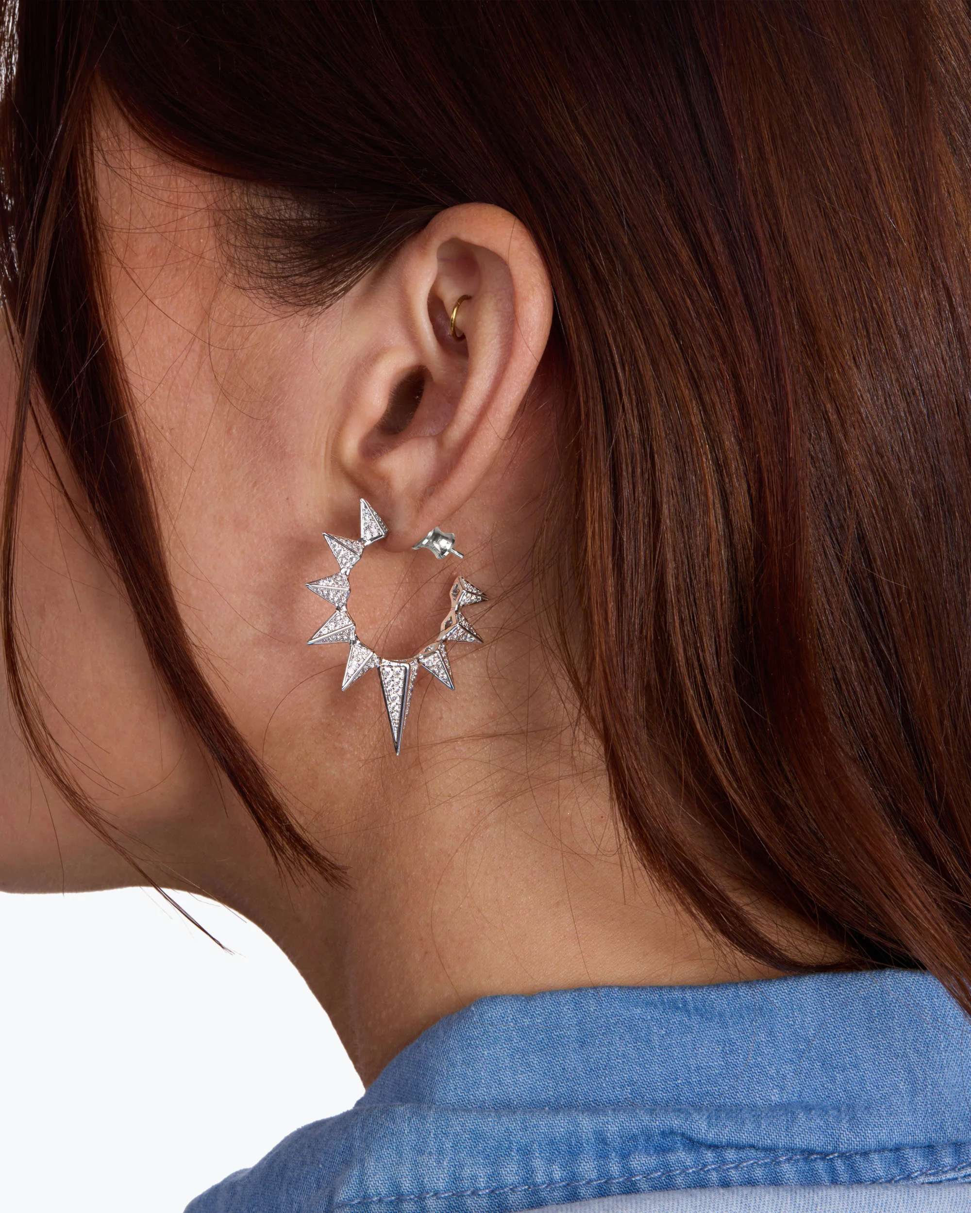 Gabriella's Big Sista Pavé Hoops - Silver|White Diamondettes - Image 4