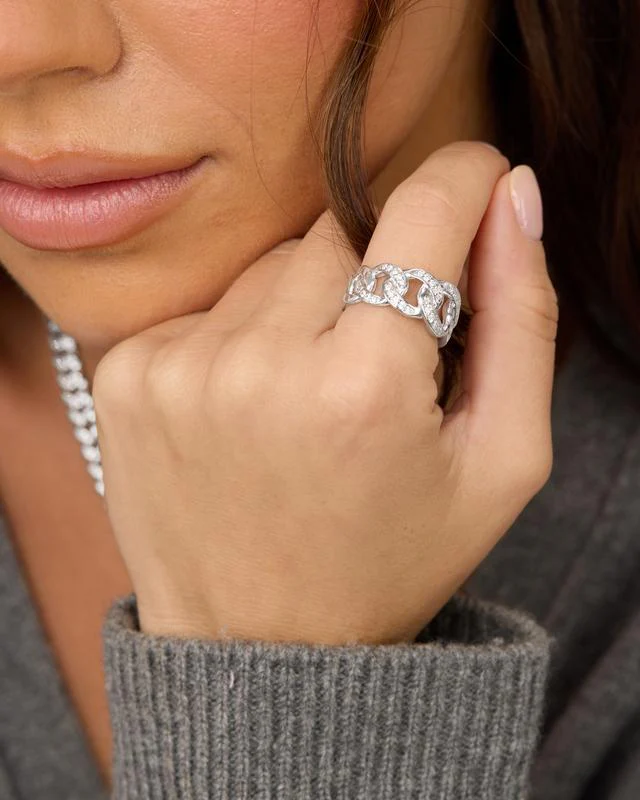 Graduated Pavé Julian Ring - Silver|White Diamondettes - Image 4